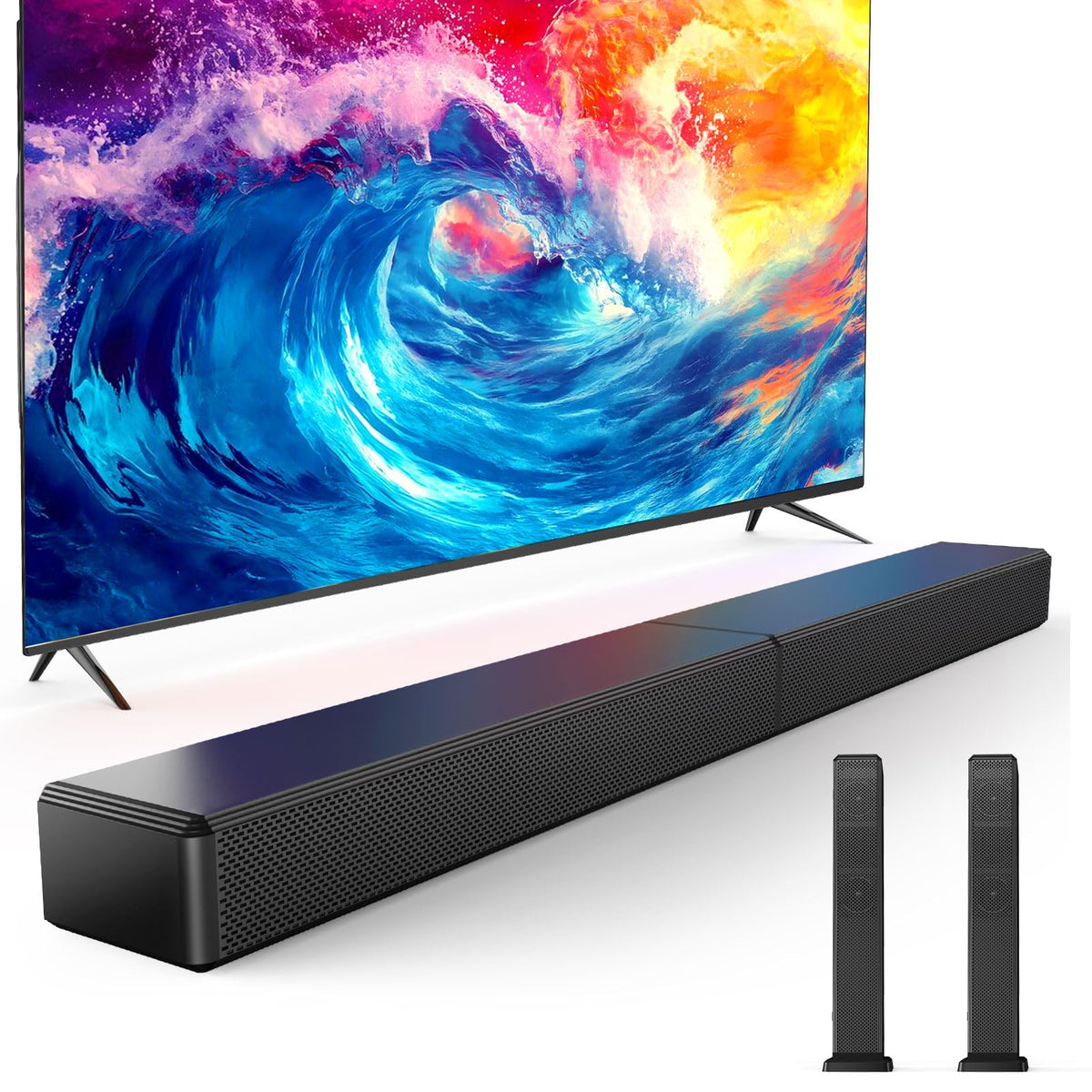 Barra de Sonido para Smart TV con Altavoz Bluetooth Desmontable y Graves Ajustables