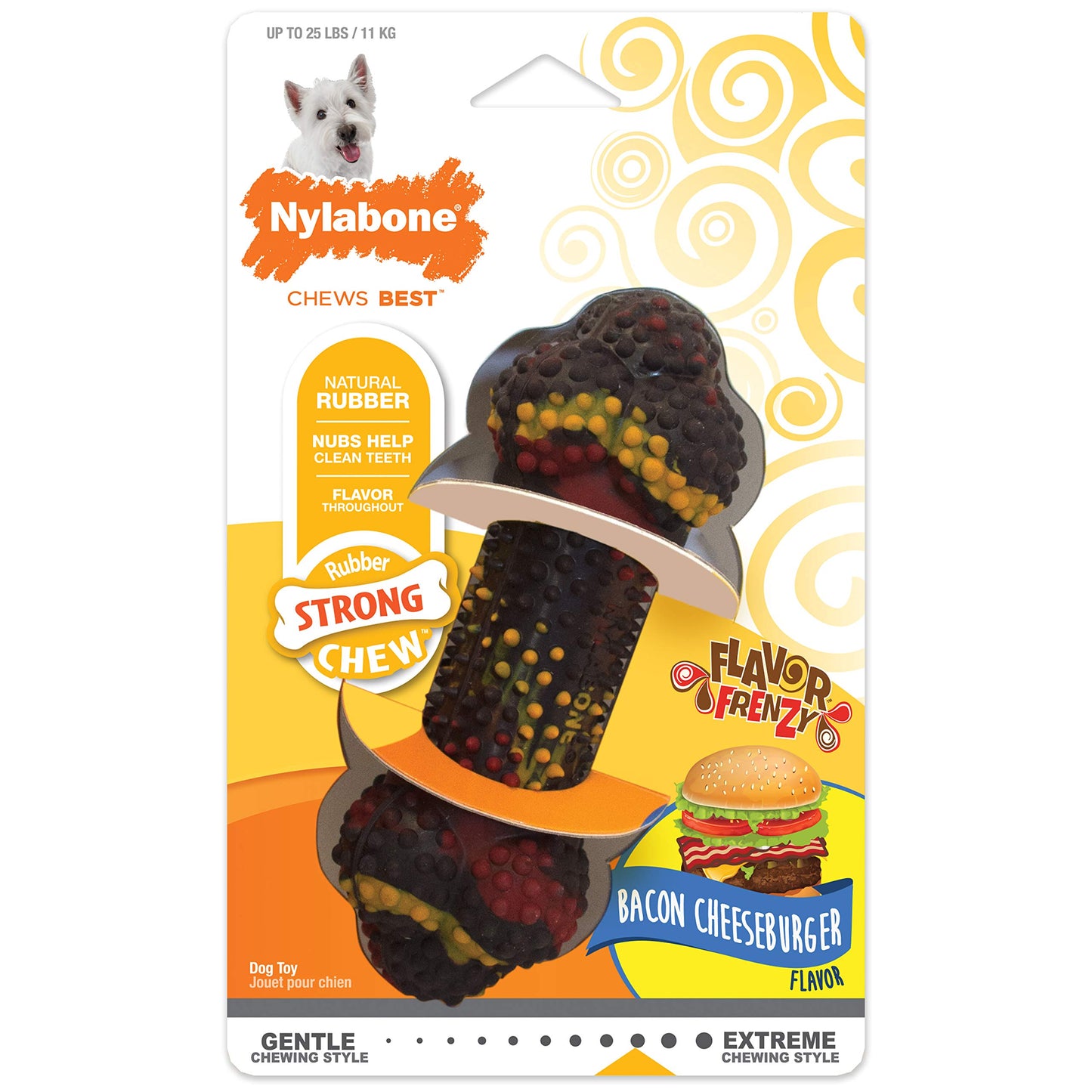 Juguete para Masticar Nylabone Sabor Bacon Cheeseburger para Perro