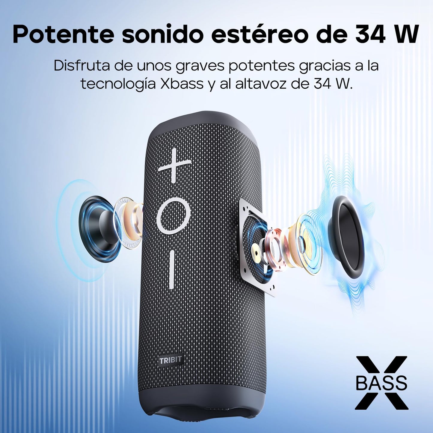 Tribit StormBox 2 Altavoz Bluetooth con 34 W de Sonido Envolvente 360°