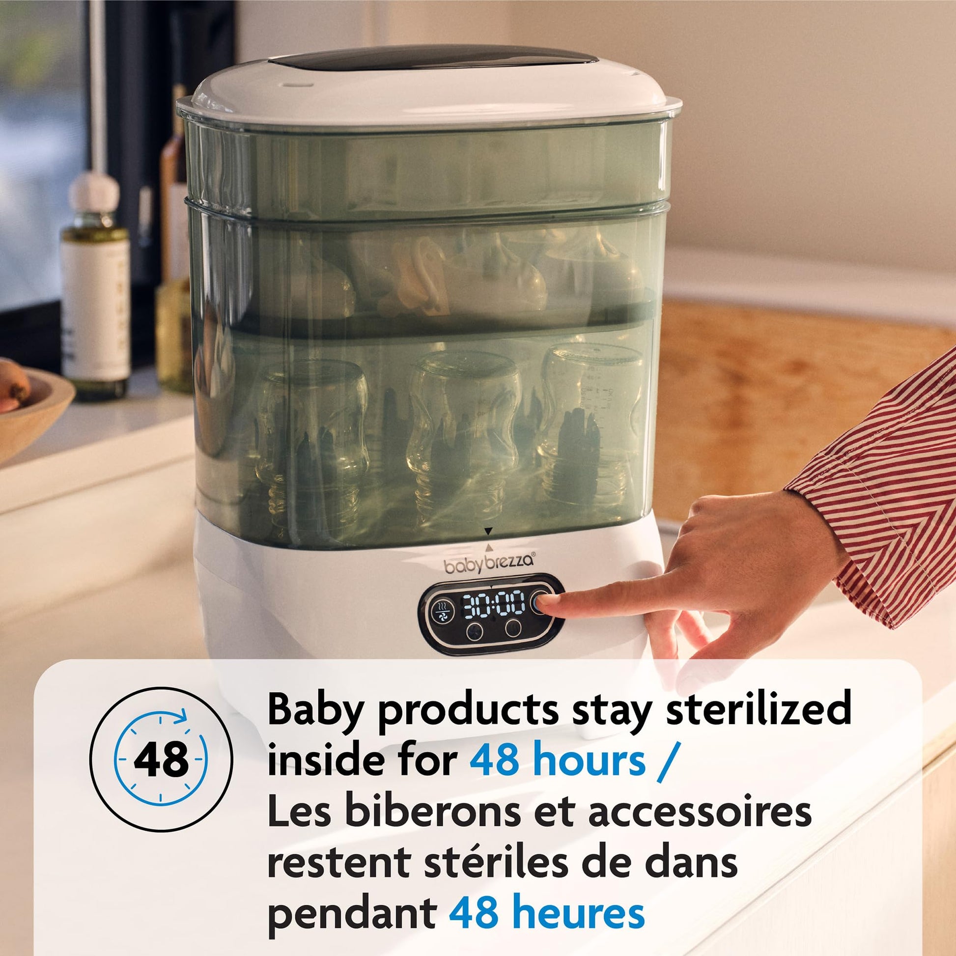 Baby Brezza - Esterilizador y secador de biberones de bebé avanzado - Máquina eléctrica de esterilización a vapor - Esterilización universal para todas las botellas: plástico + vidrio + chupetes +