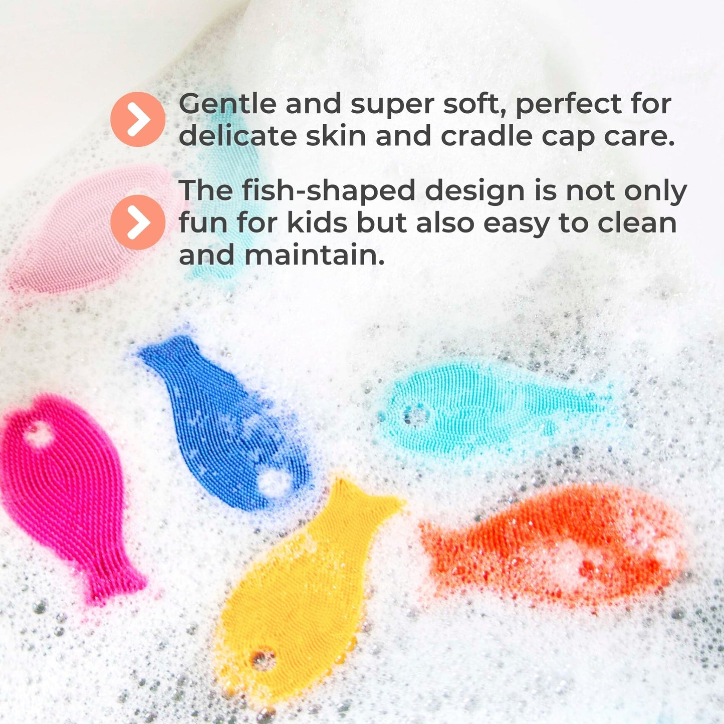 Innobaby Bathin' Smart Silicone Fish Antimicrobial Bath Scrub, Aqua/Periwinkle