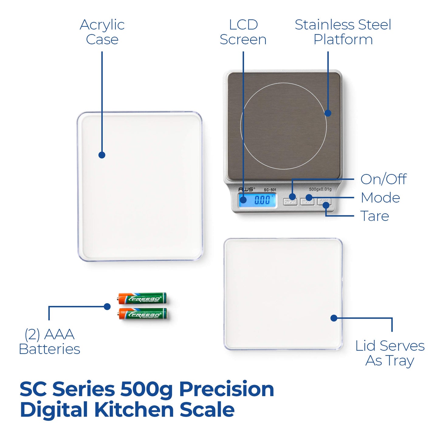 American Weigh AMW-SC-501 Digital Pocket Scale, 500 by 0.01 G