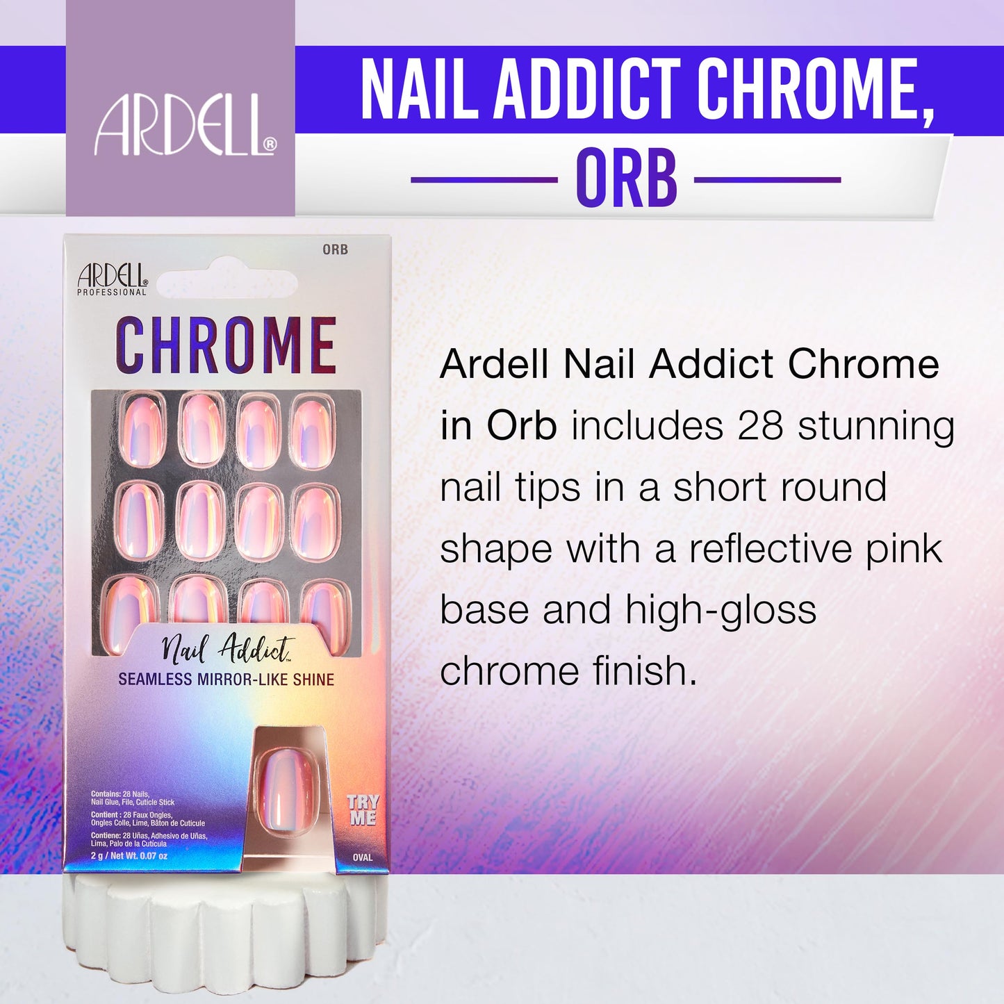 Ardell Uñas Postizas Esfera Cromada Nail Addict Fácil de Aplicar Profesionales
