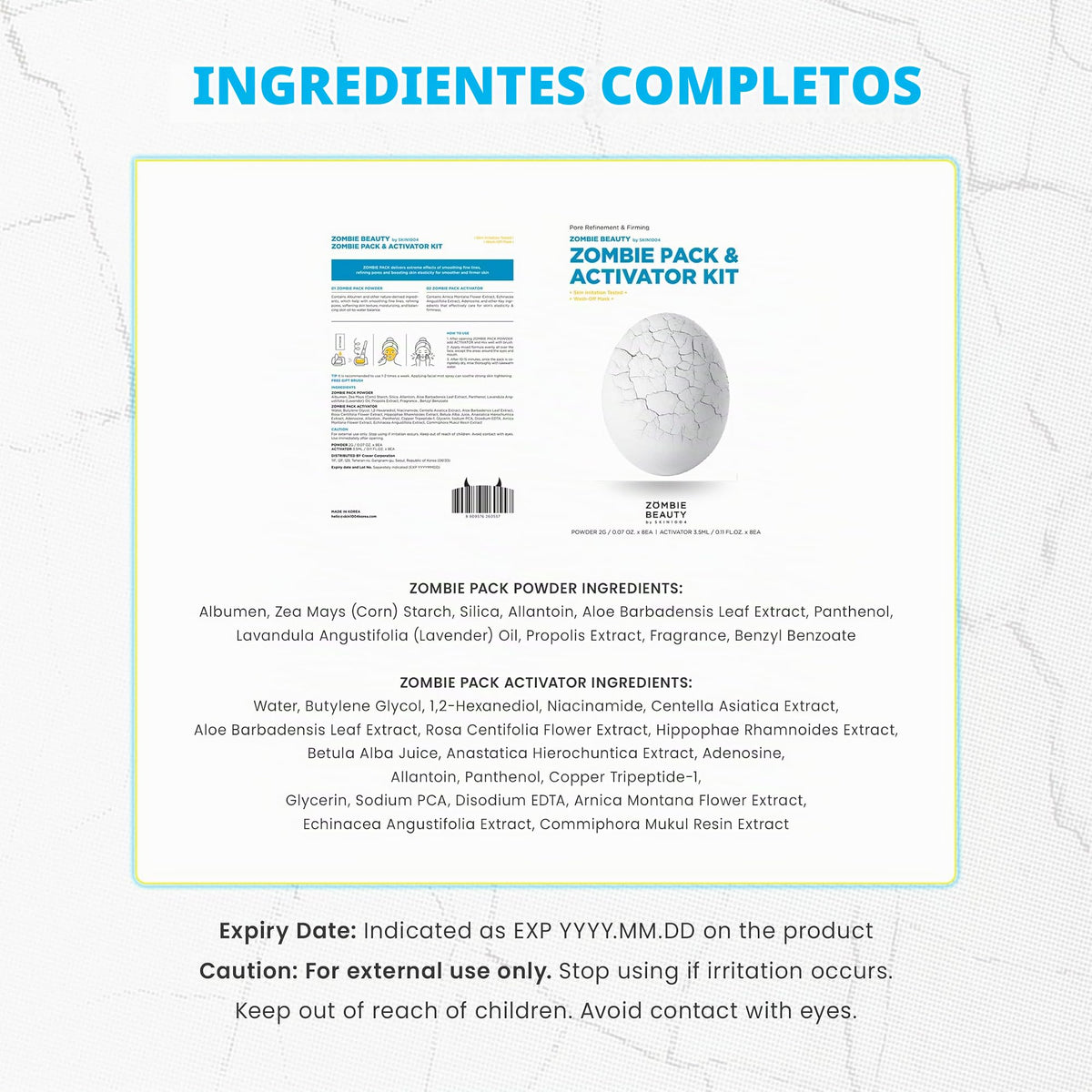 SKIN1004 Zombie Pack - Máscara facial para envejecer la piel, arrugas finas, poros ampliados, sequedad, elevación e hidratación, 1 Box (8 masks)