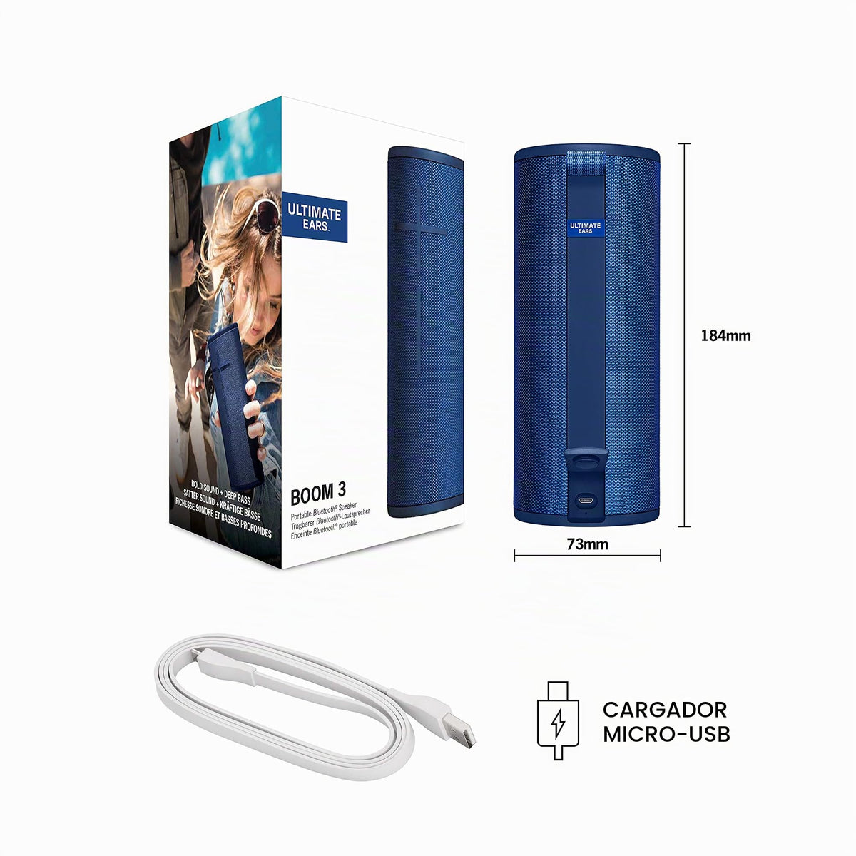 Bocina Portátil Bluetooth Ultimate Ears Boom 3 Azul con Graves Profundos e Impermeabilidad IP67