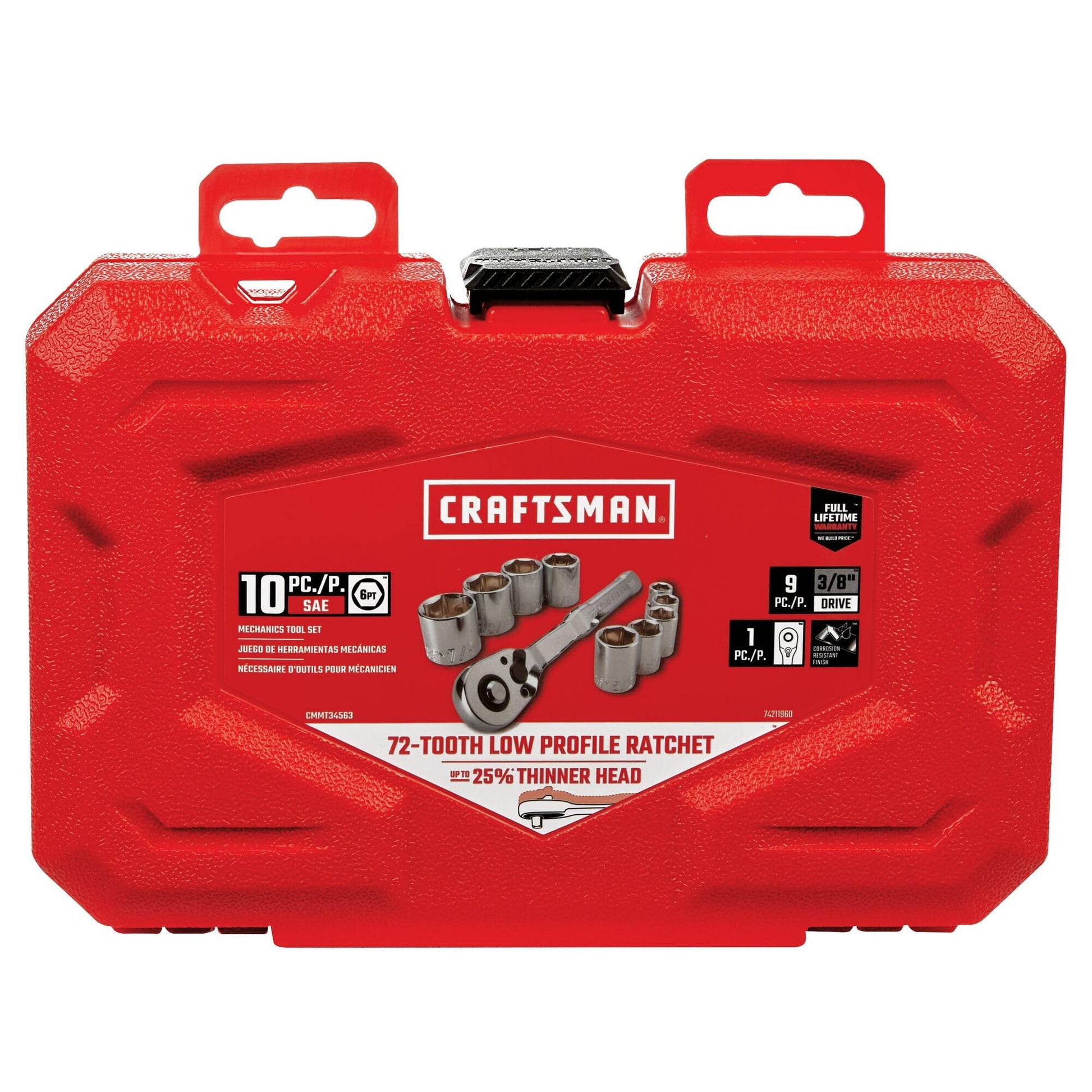 CRAFTSMAN - Juego de herramientas mecánicas, SAE, unidad de 3/8 pulgadas, 10 piezas (CMMT34563)