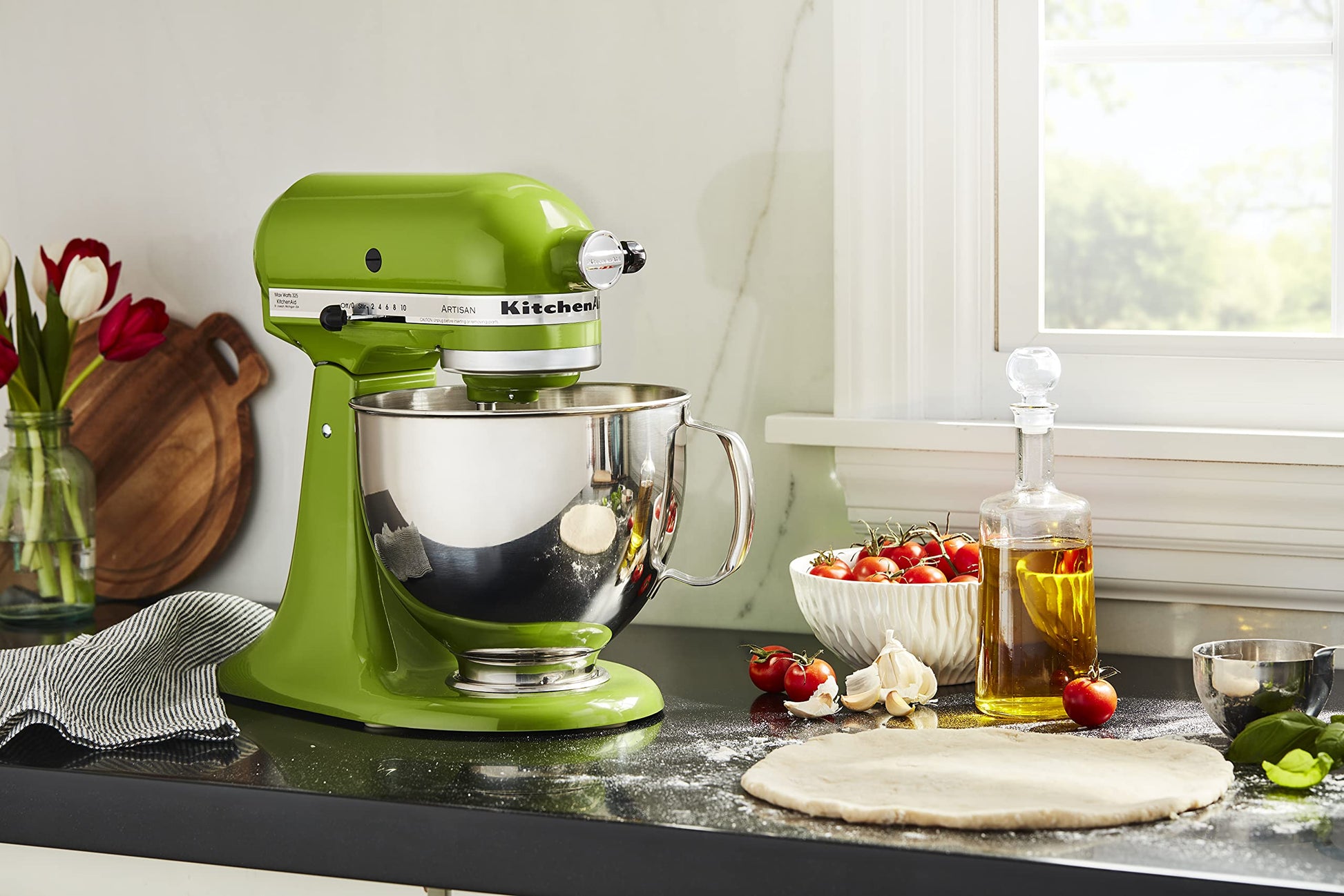 KitchenAid KSM150PSMA Artisan Series Mezclador de pie de cabeza inclinable de 5 cuartos de galón, Matcha