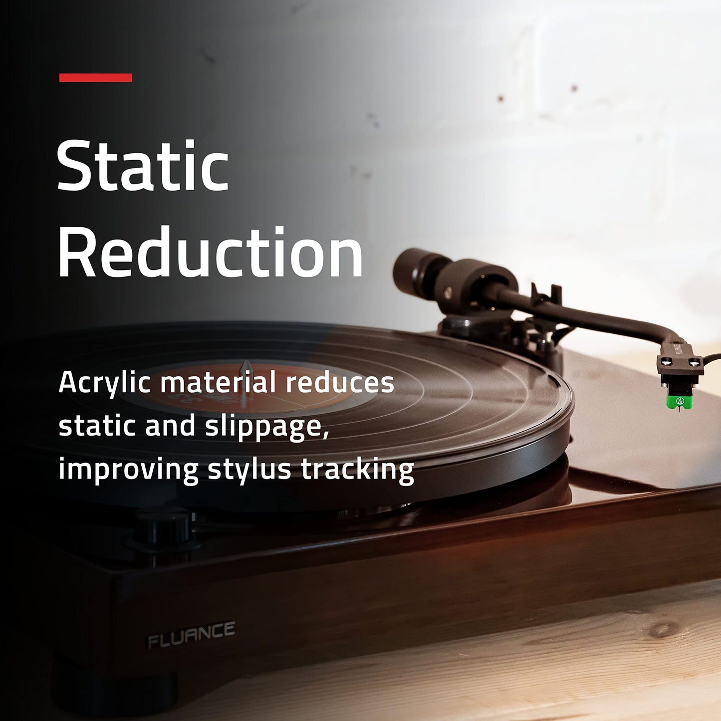 Fluance - Alfombrilla acrílica para platos giratorios, reduce las vibraciones para mejorar la claridad del sonido para reproducción de discos de vinilo, antiestático, mecanizado de precisión, compatible con reproductores de discos de 12 pulgadas (PM50)