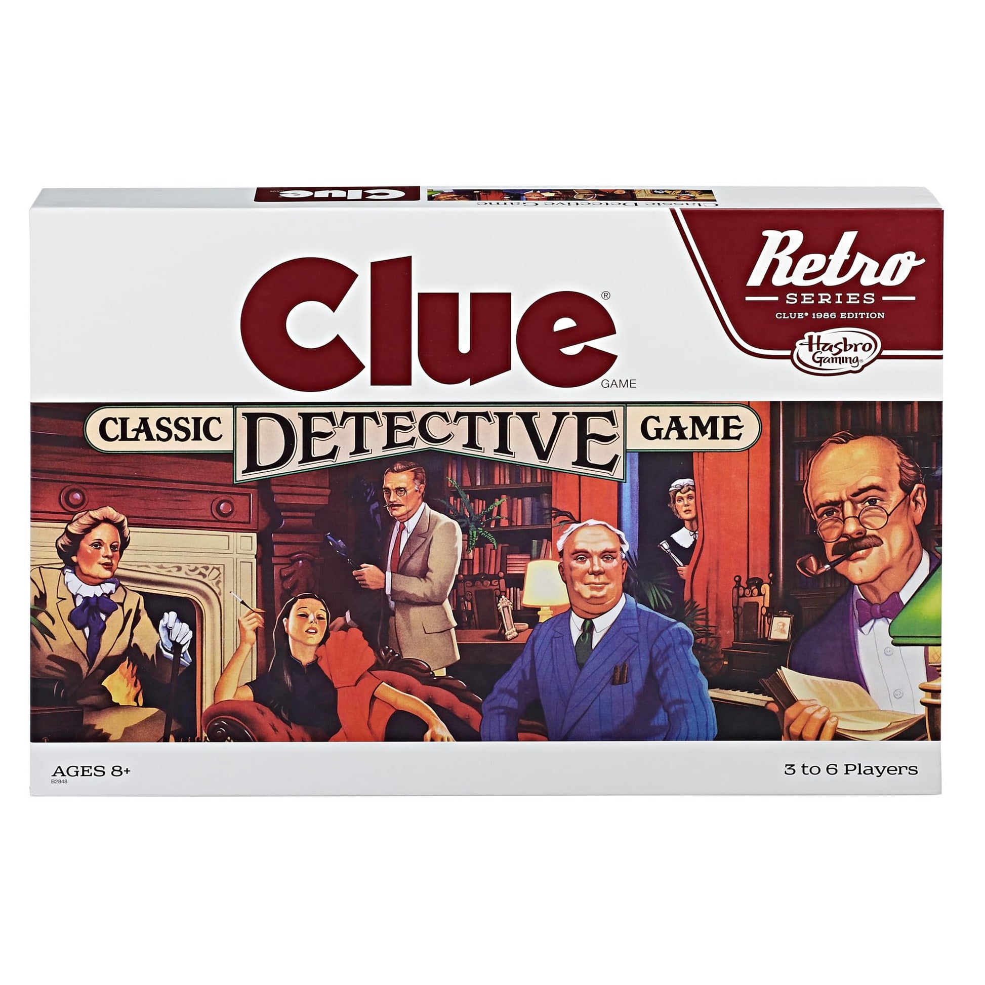 Hasbro Gaming - Reedición de la serie retro del juego de mesa Clue Classic Detective de Hasbro