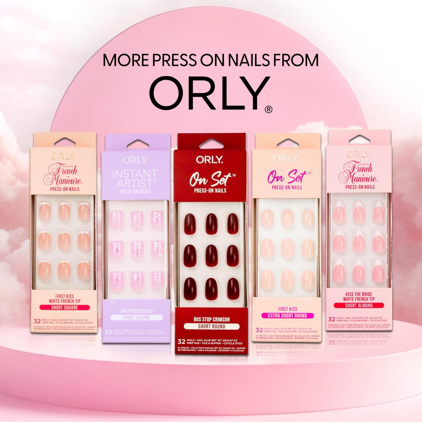 ORLY Press On Nails | Almond, Square, French Tip, Short, Long Designs (Kiss the Bride (Short Soft Square))
