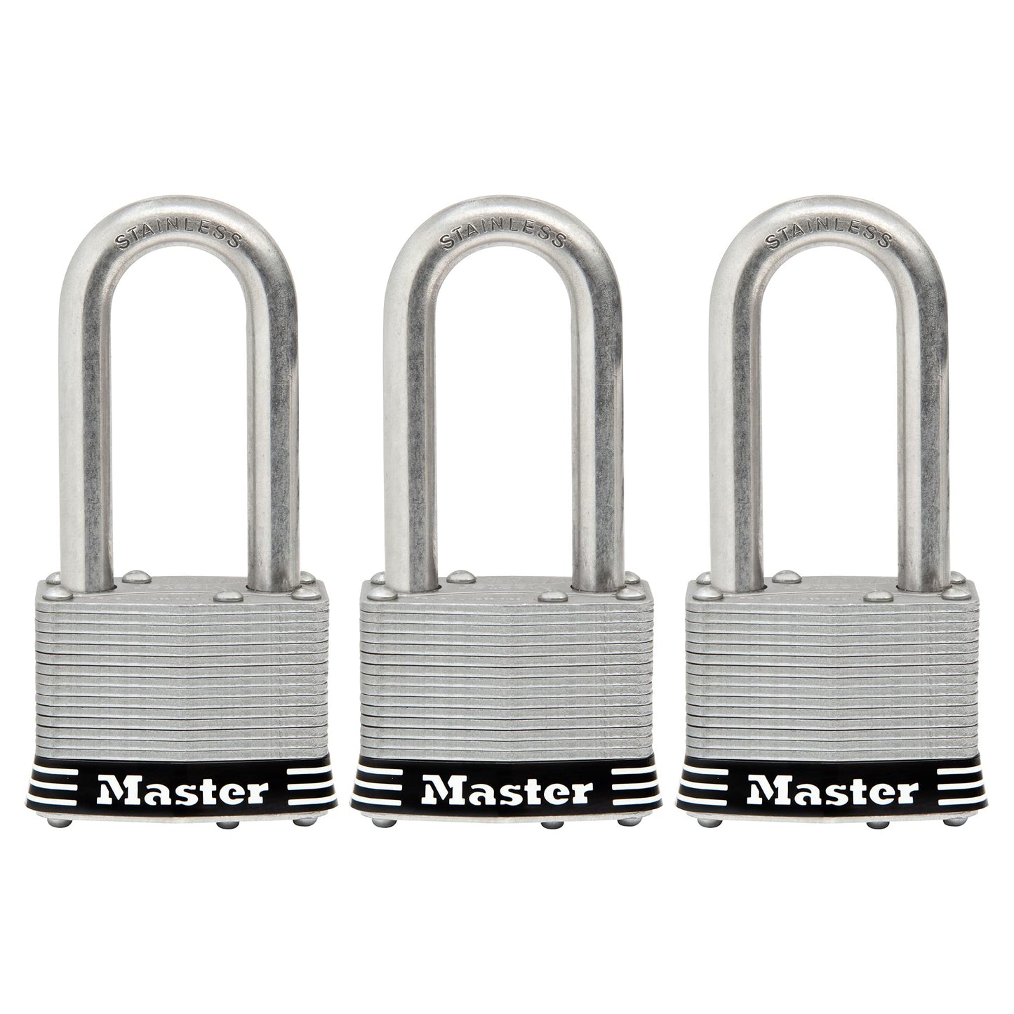 Candado de Acero Inoxidable Master Lock Exterior Llave Paquete de 3 Unidades
