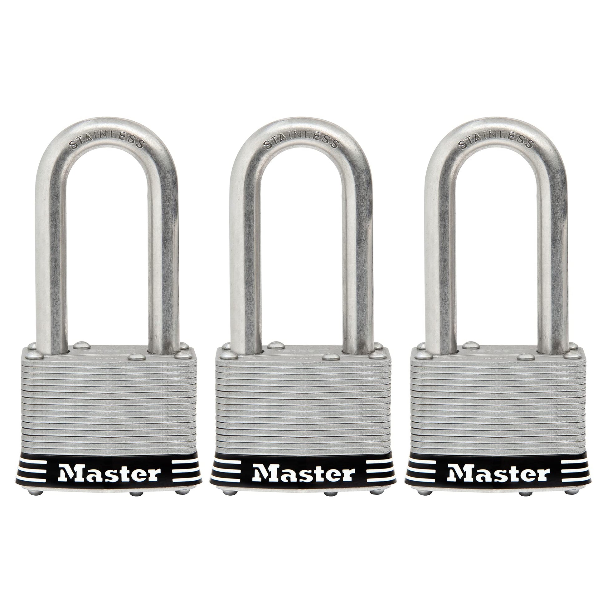 Candado de Acero Inoxidable Master Lock Exterior Llave Paquete de 3 Unidades