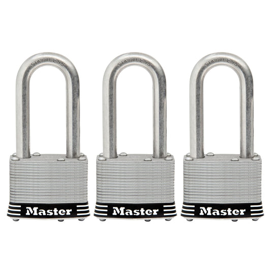 Candado de Acero Inoxidable Master Lock Exterior Llave Paquete de 3 Unidades