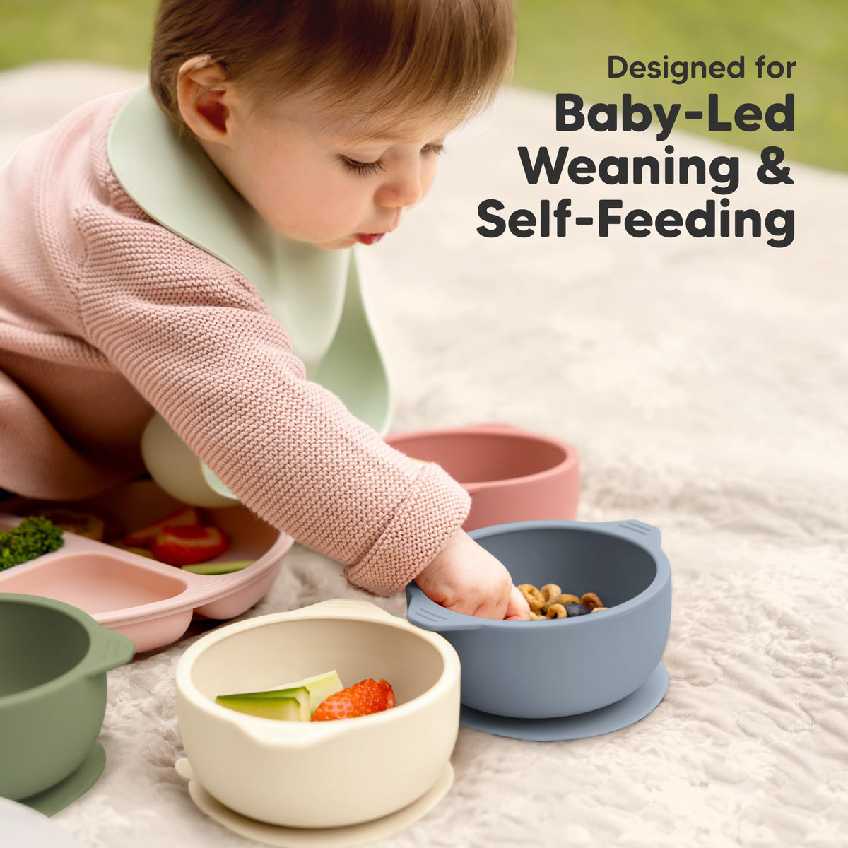 KeaBabies Pack de 2 ventosas de silicona Prep (Roseate)