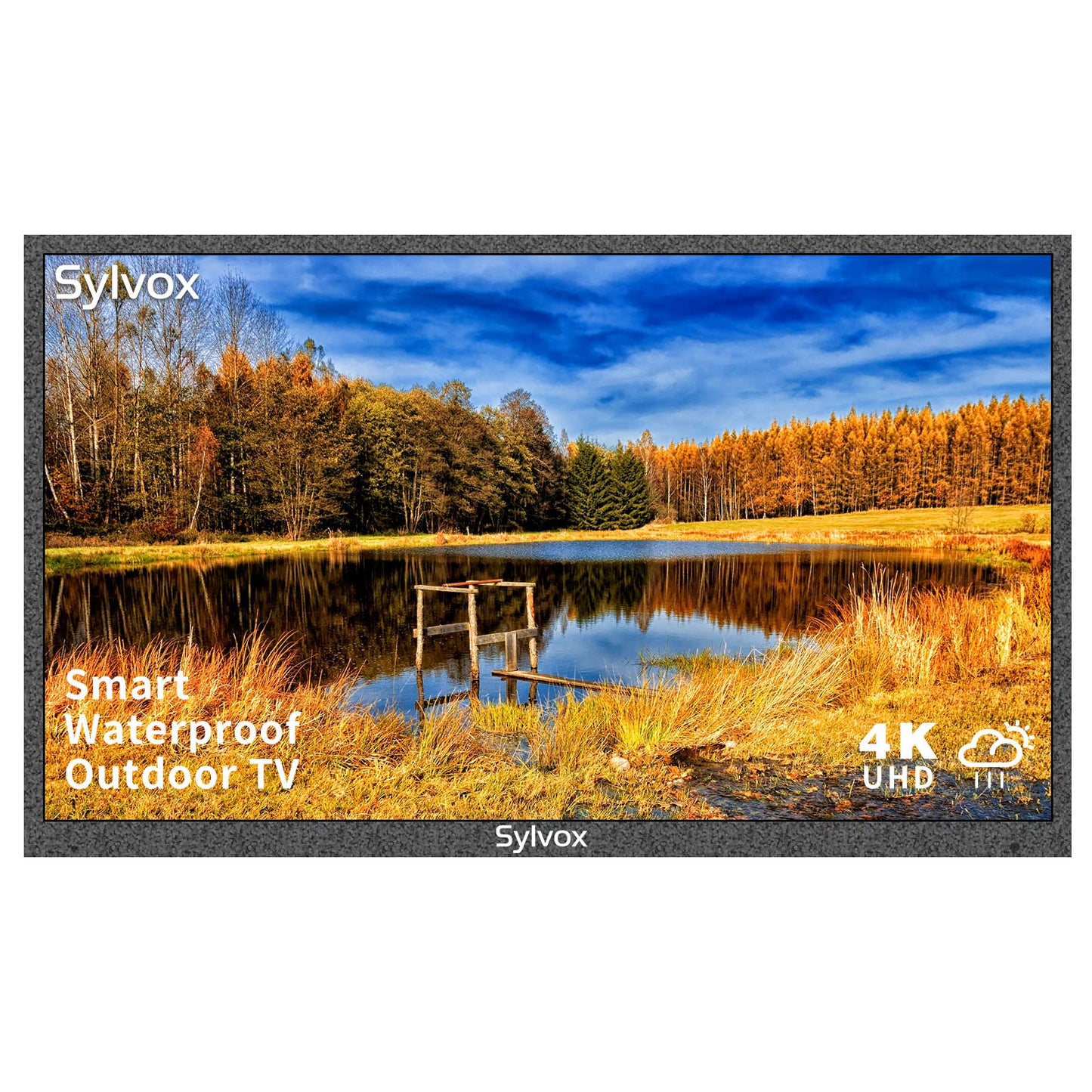 Televisor LED 4K para Exteriores Sylvox 43 Pulgadas Smart TV Deck Pro 2.0 Serie Impermeable Compatible con Google, Bluetooth y Wi-Fi