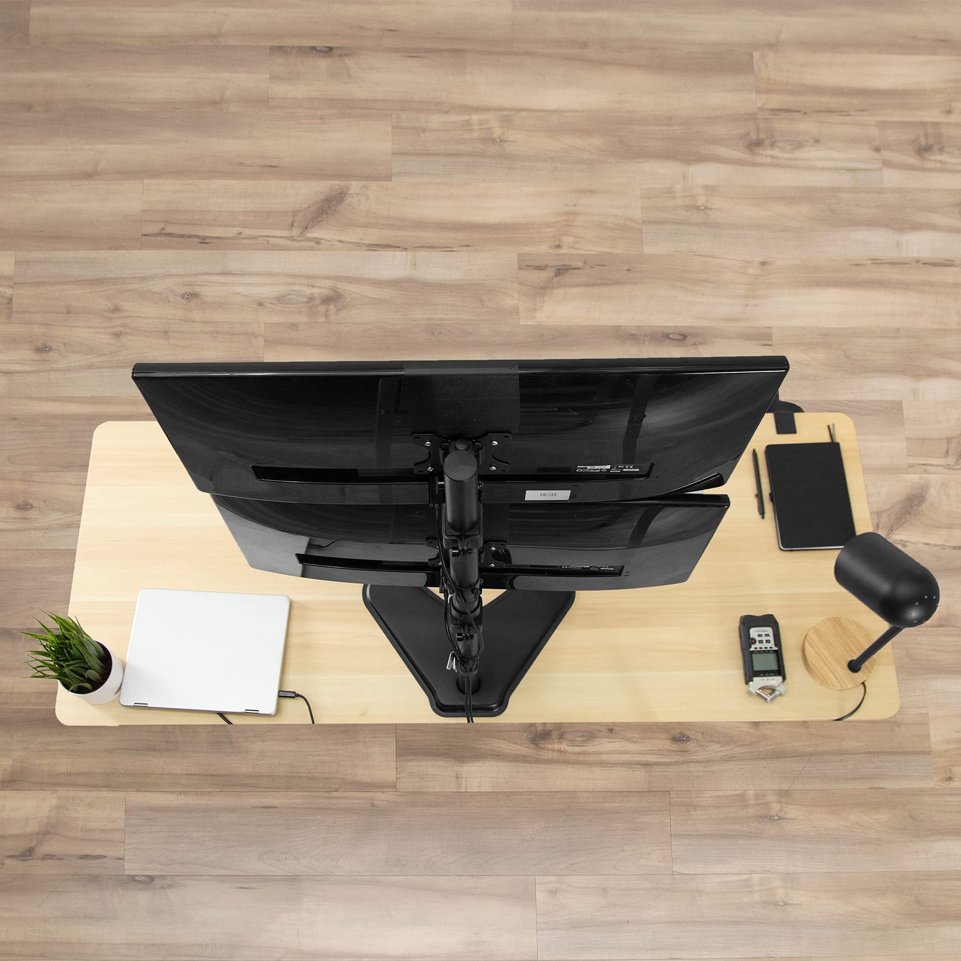 Soporte de Escritorio VIVO Negro con Soporte Dual para Monitor LCD