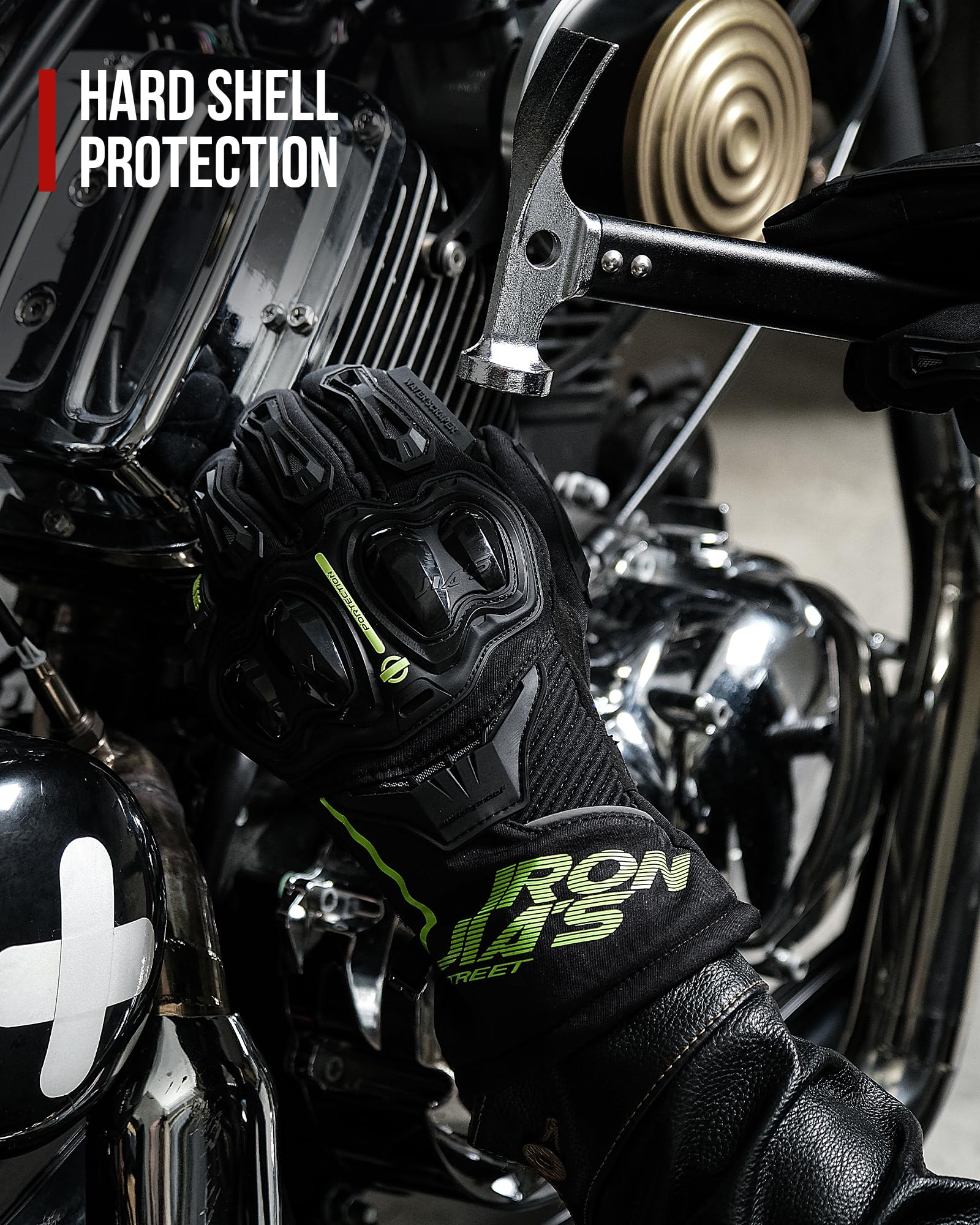 Iron JIA'S Guantes de Motos Invierno cálido Impermeable Cubierta Guantes de protección a Prueba de Viento Guantes Luvas Puede Pantalla táctil