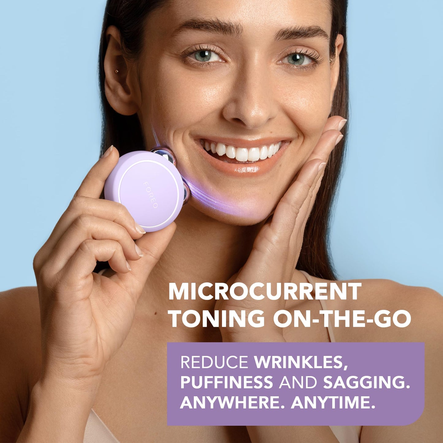 FOREO BEAR 2 go - Tonificador de microcorrientes para llevar de viaje - Masajeador facial antiarrugas - Lifting facial inmediato - Reafirma y define - Skincare compacto - Lavender