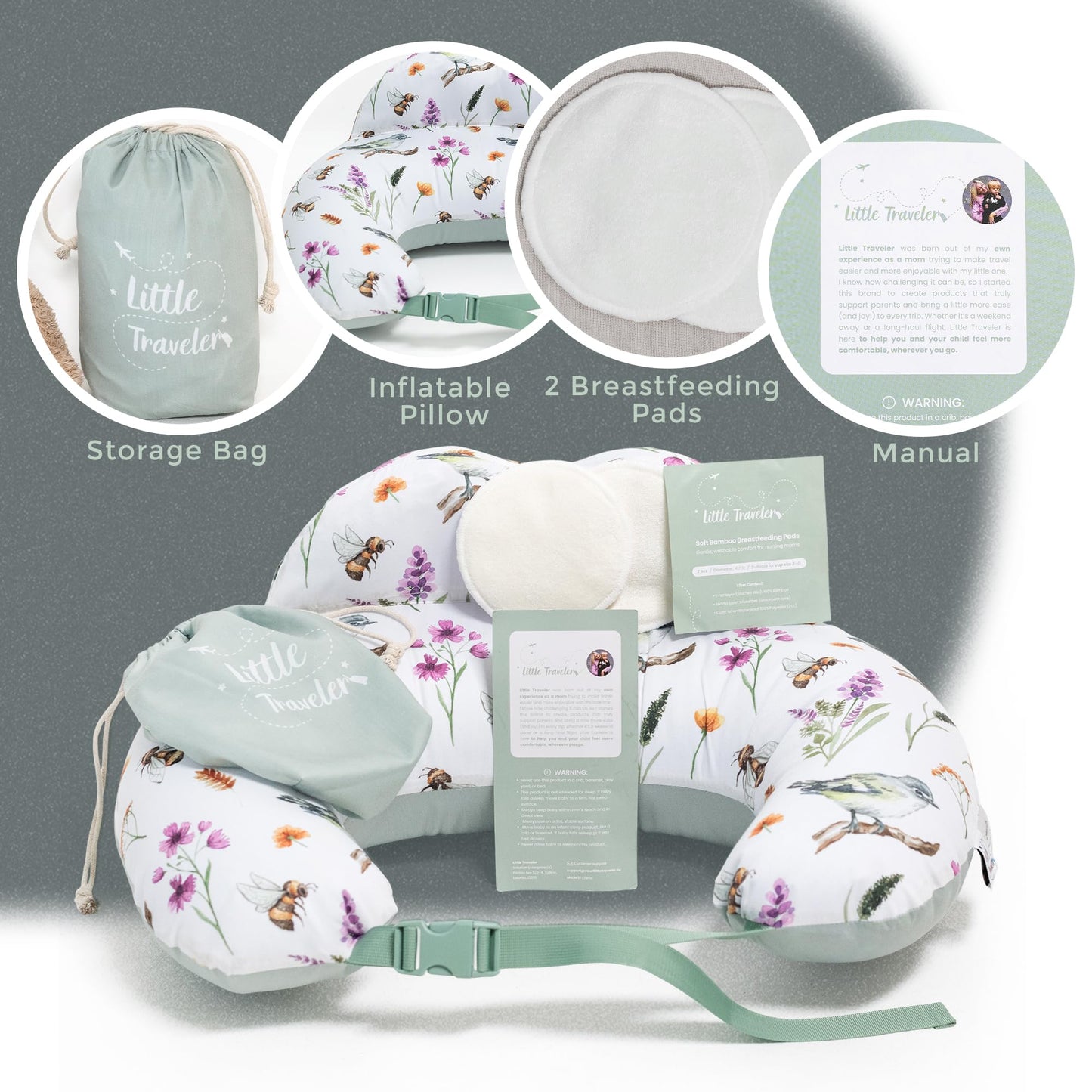Little Traveler - Almohada de enfermería de viaje, inflable