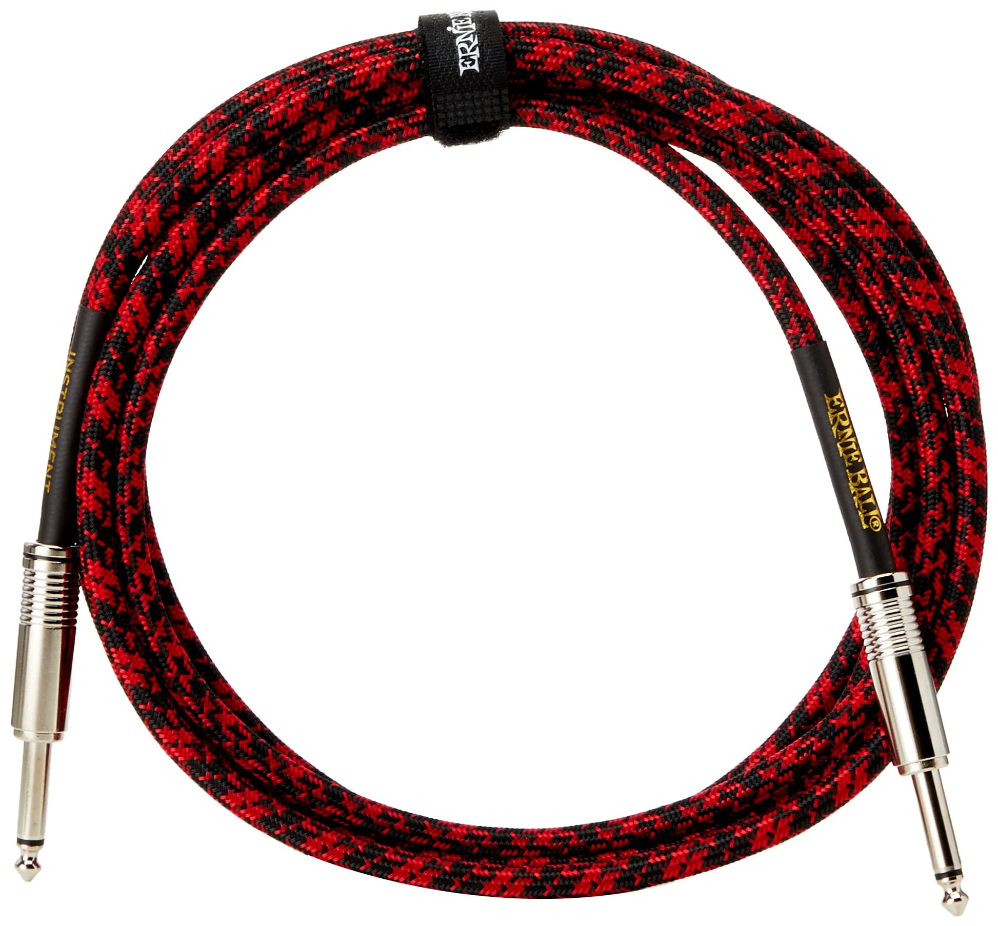 Cable de Inserción Ernie Ball Rojo Negro Trenzado de 10 Pulgadas