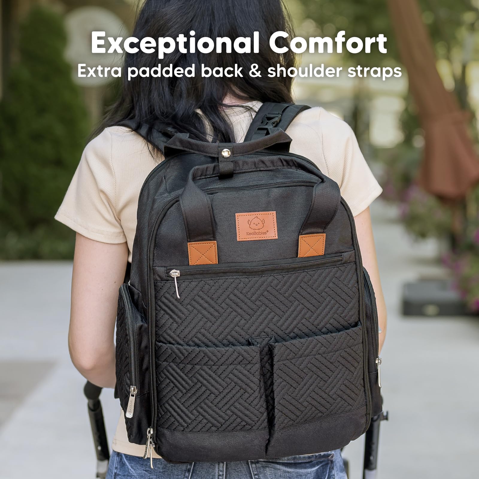 KeaBabies - Mochila para pañales para niñas, niños, mamá y papá (carbón)