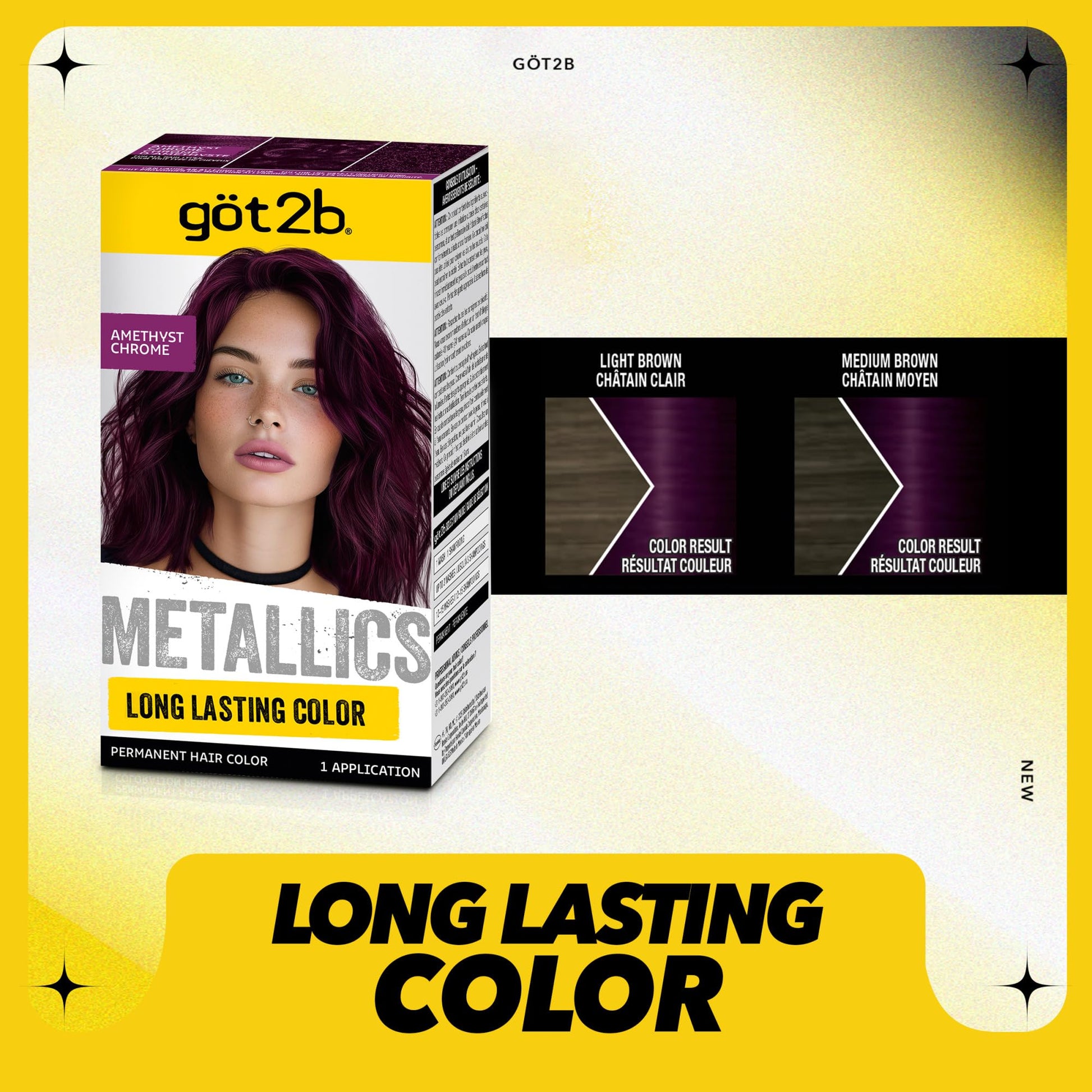 Got2B - Tinte permanente metálico para el cabello, M69, cromo amatista