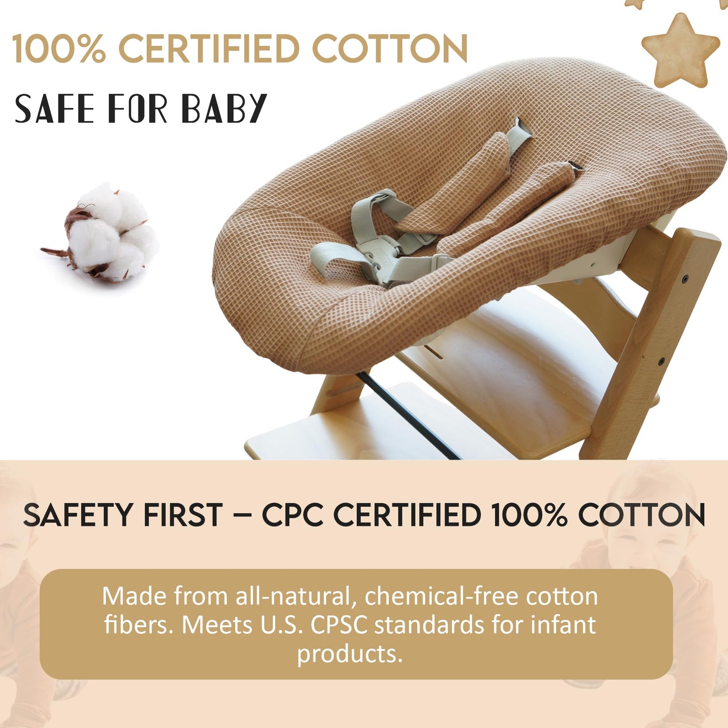 Gembebe - Juego de sábanas de algodón compatible con Stokke Tripp Trapp para recién nacido (rosa bebé)