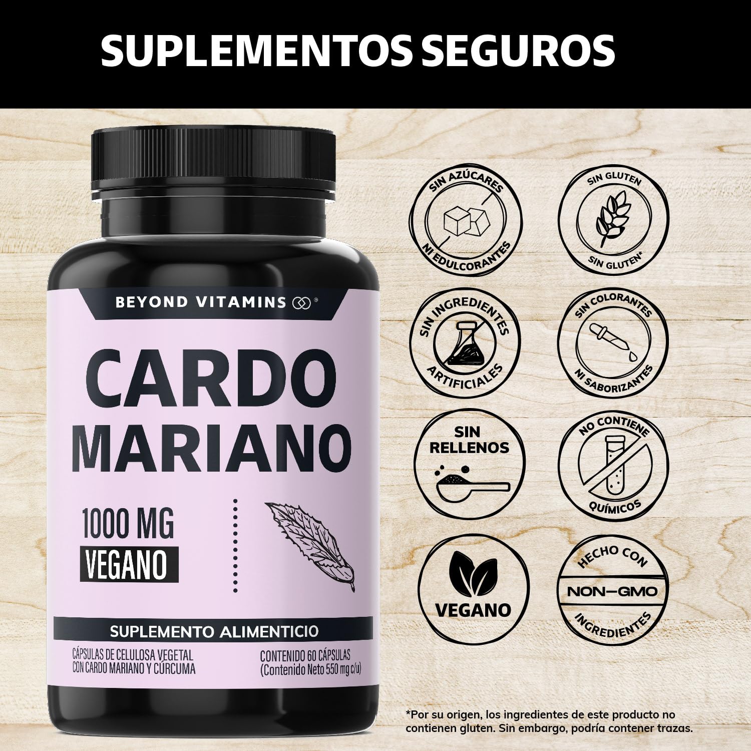 Beyond Vitamins | Cardo Mariano (extracto de Silimarina 100% natural y vegano | Milk Thystle | Fórmula Premium potenciada con Raíz de Cúrcuma | 60 cápsulas