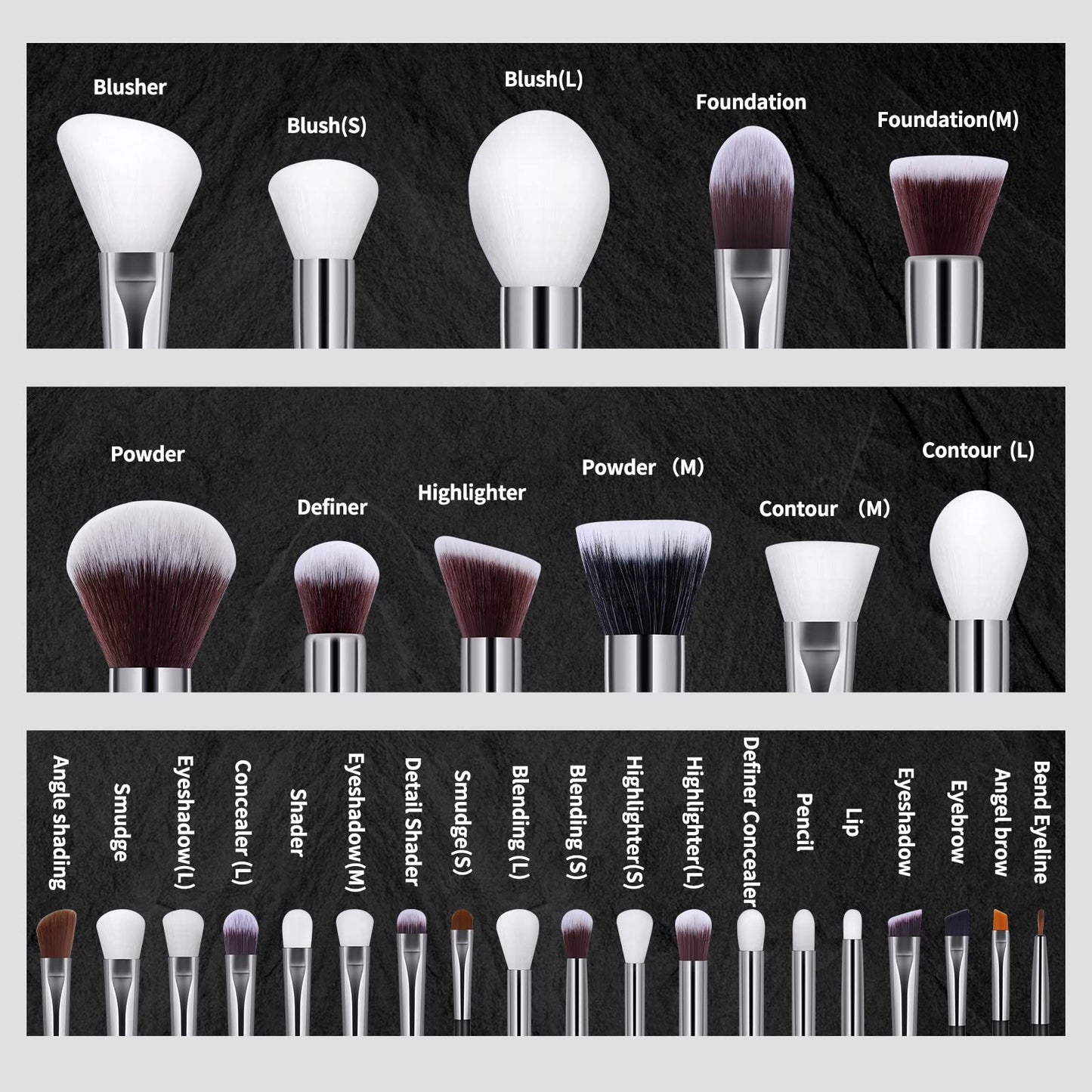 Brochas de Maquillaje Profesional 30 Piezas kit Alta Calidad Sintético Brochas Maquillaje Sombras de Brochas para Ojos en Polvo para Base de Maquillaje -Negro