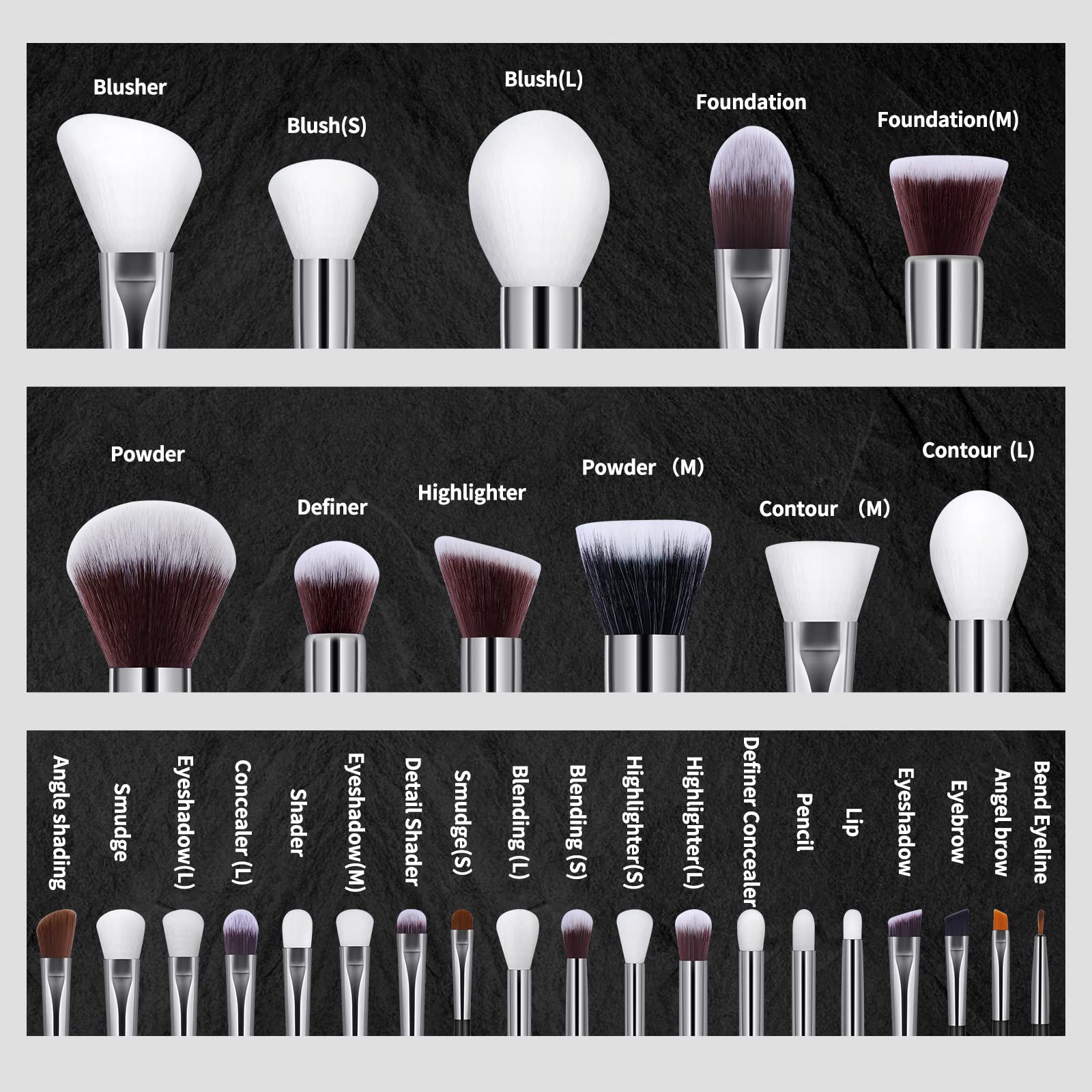 Brochas de Maquillaje Profesional 30 Piezas kit Alta Calidad Sintético Brochas Maquillaje Sombras de Brochas para Ojos en Polvo para Base de Maquillaje -Negro