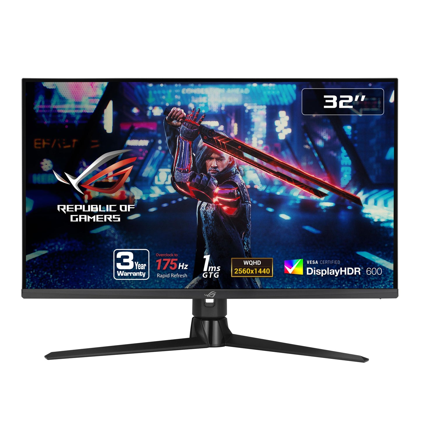 Asus Monitor Gamer ROG Strix XG32AQ, 32", WQHD 2560x 1440, IPS, 175Hz OC, 1 ms GTG, Compatible con NVIDIA G-Sync, Overdrive Variable, DisplayHDR 600