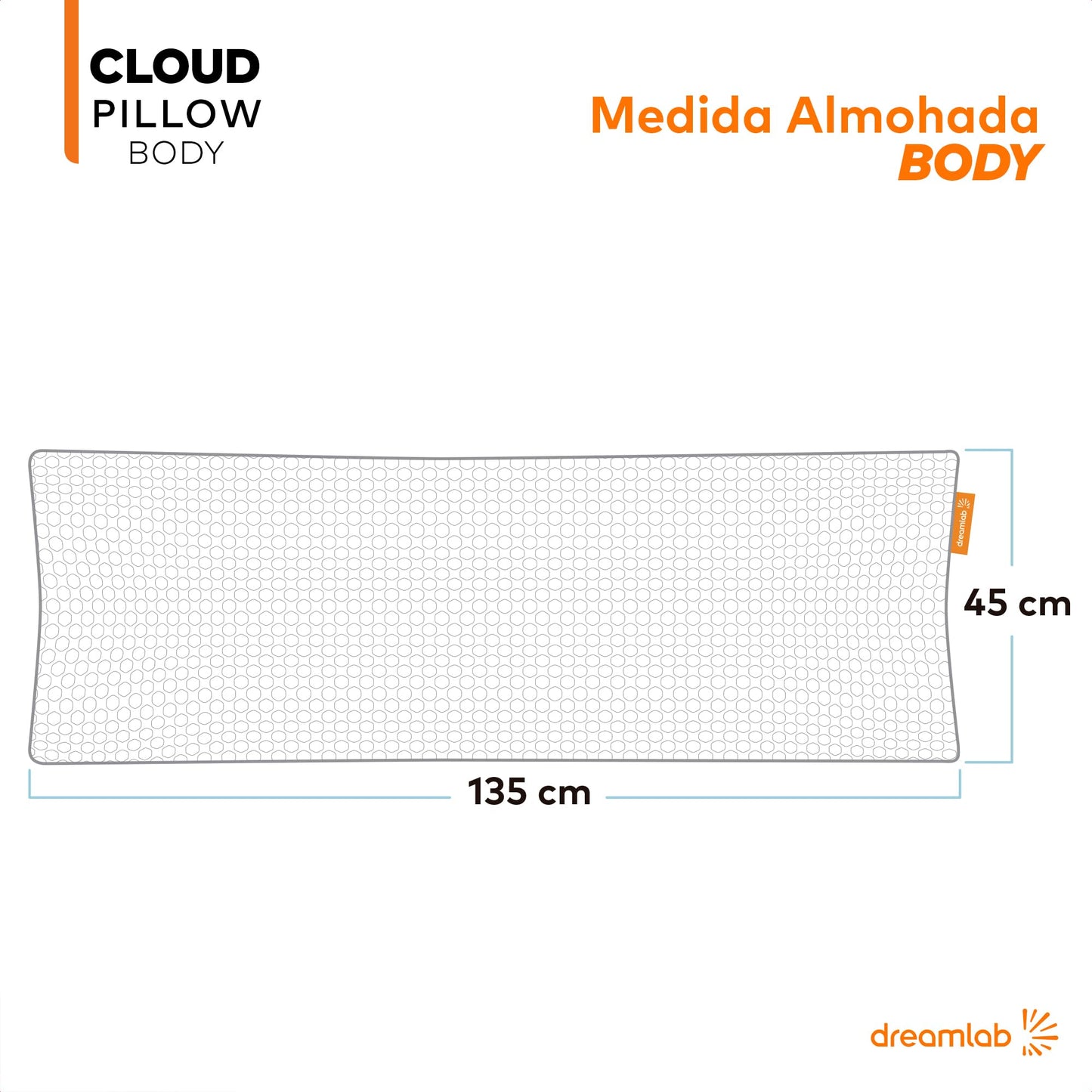 Almohada Corporal Dreamlab Bambú Altura Ajustable y Memory Foam Hipoalergénica
