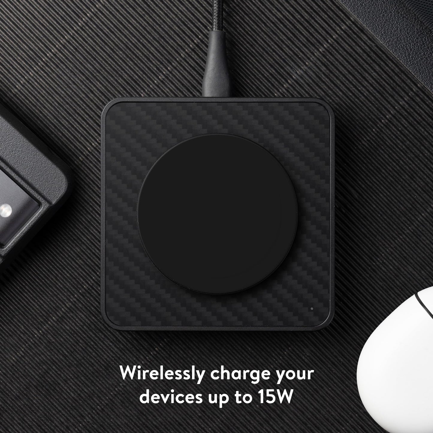 Cargador Inalámbrico Mous Fibra de Aramida MagSafe 15W Qi2 para iPhone y AirPods