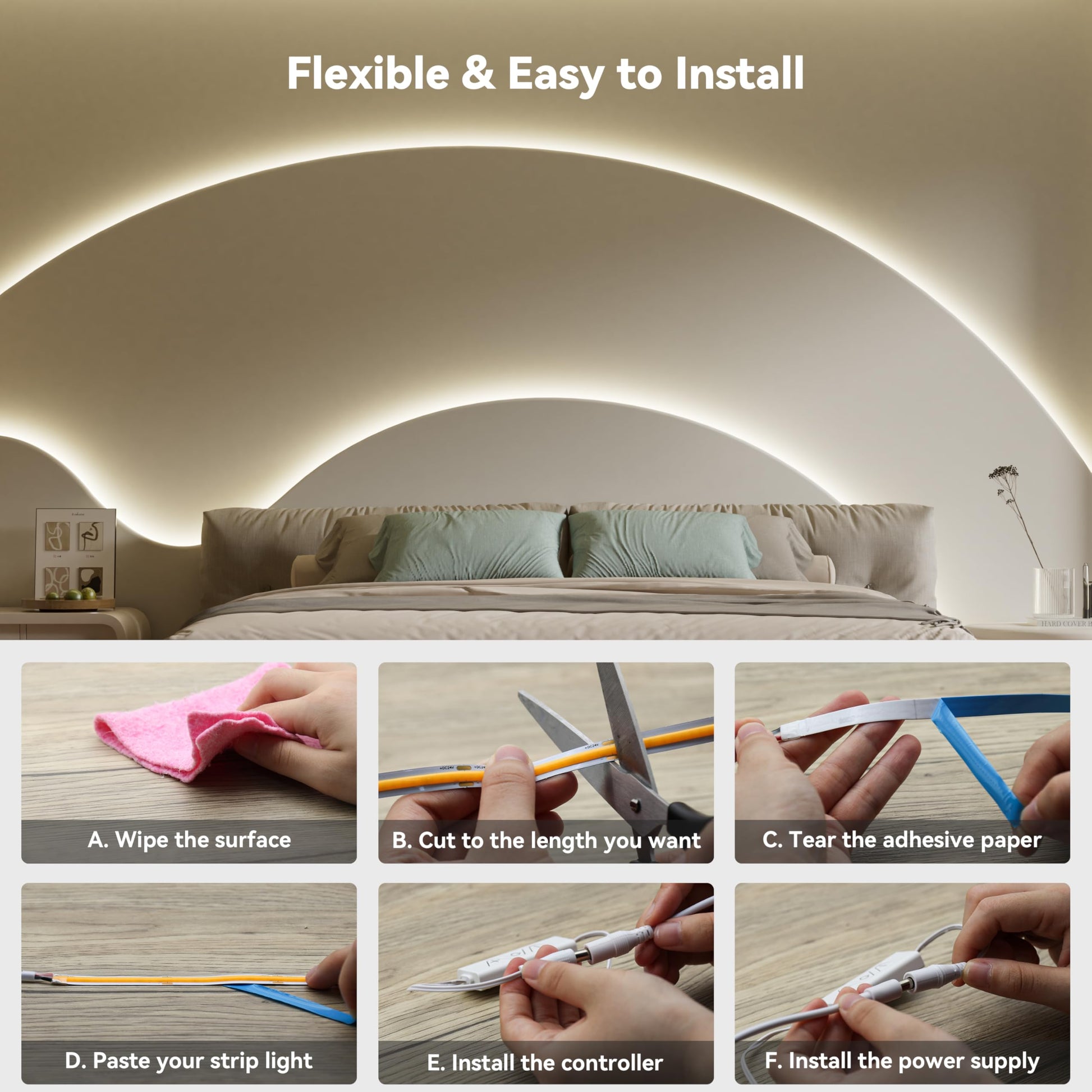 Tira de Luz LED Pautix Blanco Natural Súper Brillante Regulable para Iluminación de Bricolaje en Casa y Oficina