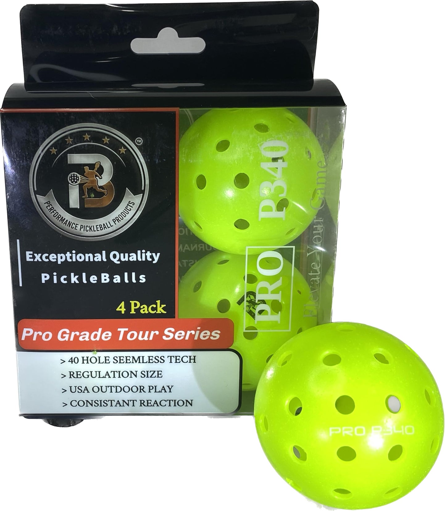 Bolas de Pickleball P340 Pro Premium exteriores 40 Agujeros Rebote Alto Juego Constante Paquete de 6 unidades