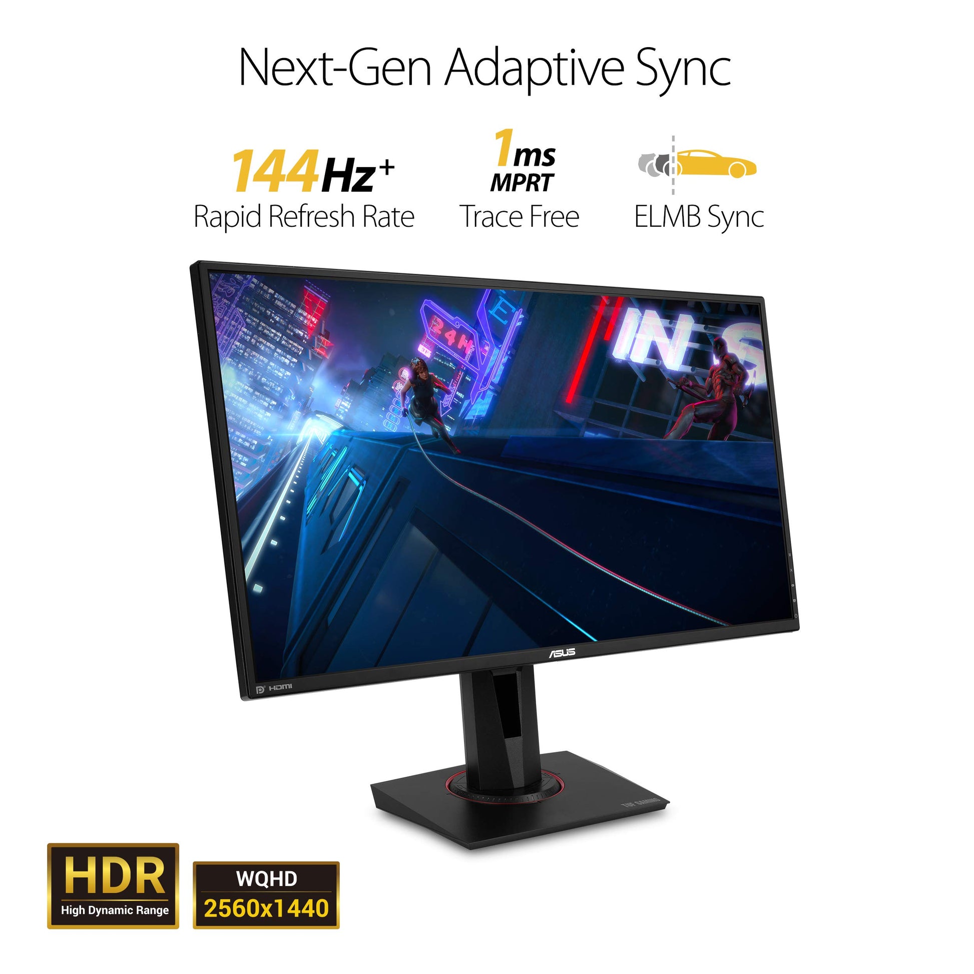Asus Monitor Gamer 27" TUF Gaming VG27AQ, HDR, WQHD (2560x1440), IPS, 165Hz, Extreme Low Motion Blur Sync Compatible con G-SYNC, Adaptive-Sync, 1ms
