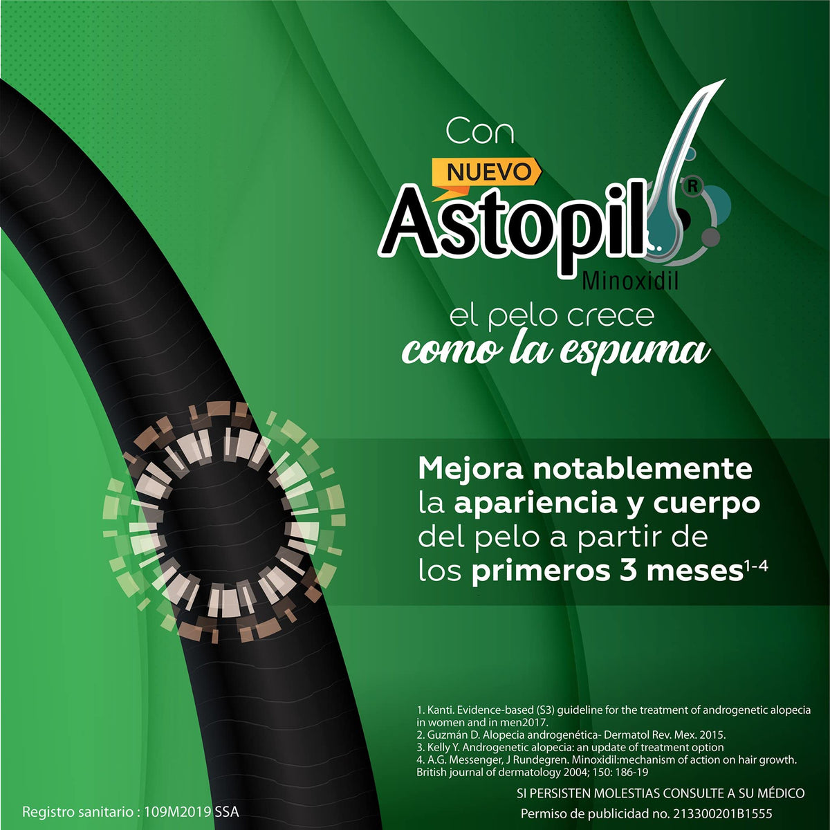Espuma Minoxidil 5% Advaita Astopil Blanca sin Aroma Unisex 2 Pack