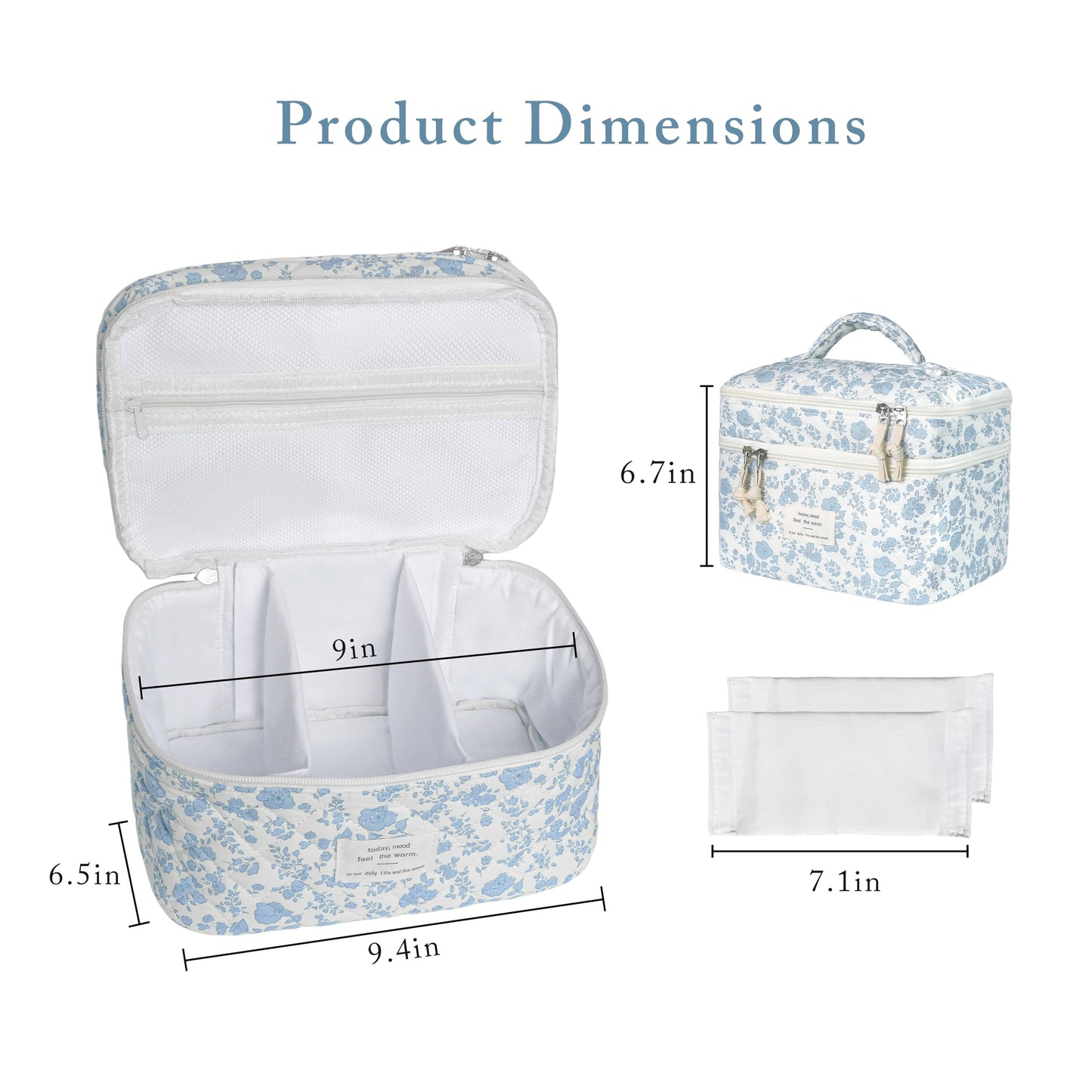 Bolsa de maquillaje, bolsa de cosméticos grande para mujeres y niñas, lindas bolsas de maquillaje acolchadas, bolsa de aseo estética de coquetas florales, bolsa organizadora de maquillaje de viaje