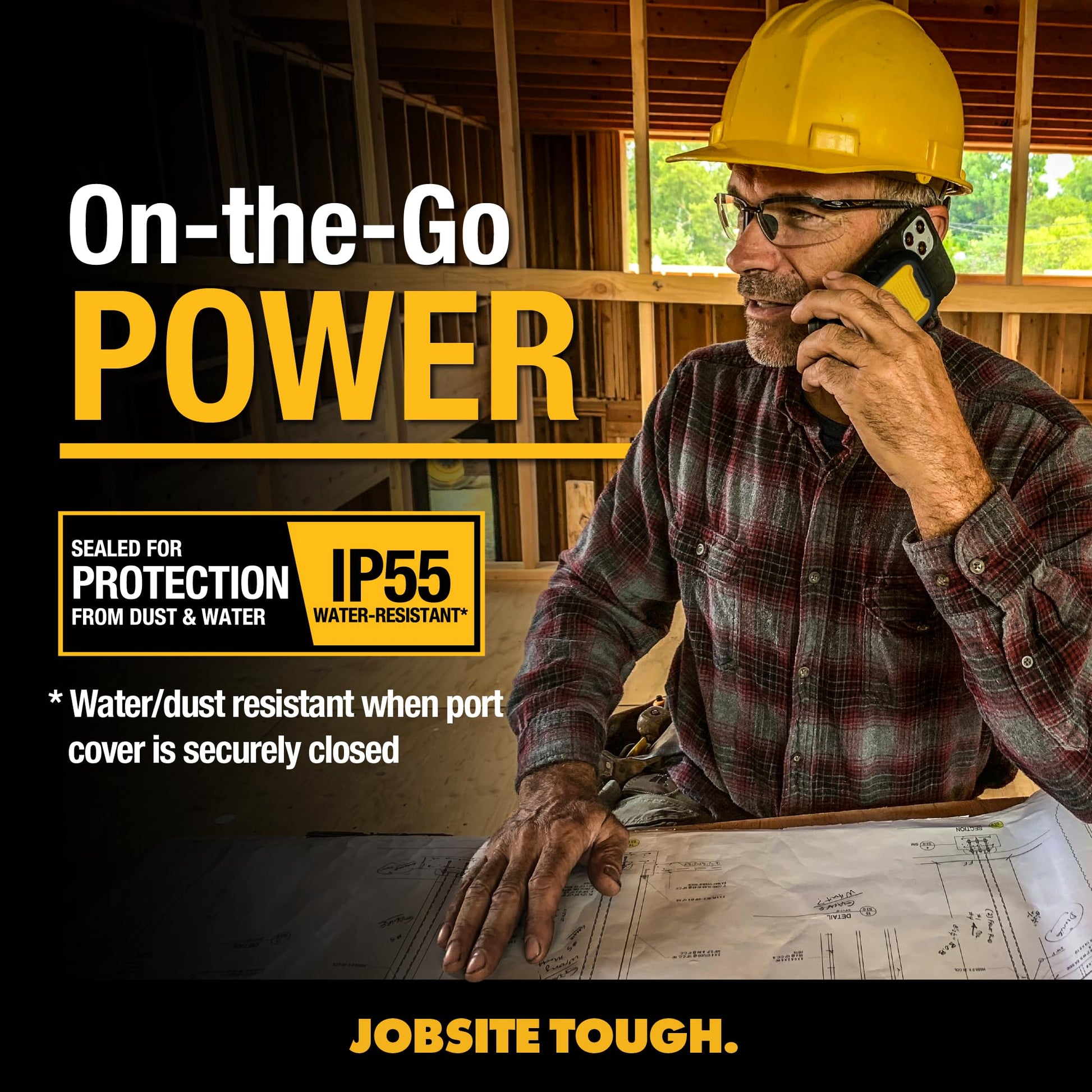 DEWALT - Banco de energía magnético resistente de 5.000 mAh, cargador portátil inalámbrico resistente, batería de carga rápida de 18 W, USB-C a C con cable adaptador USB de 4 pies, resistente al agua