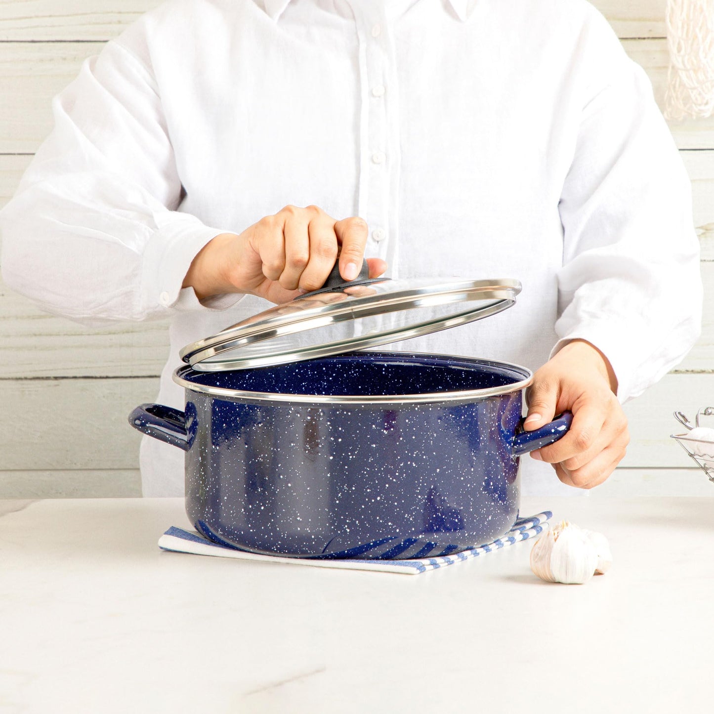 Batería de Cocina Ekco Azul Marino de Acero Esmaltado para Inducción 9 Piezas