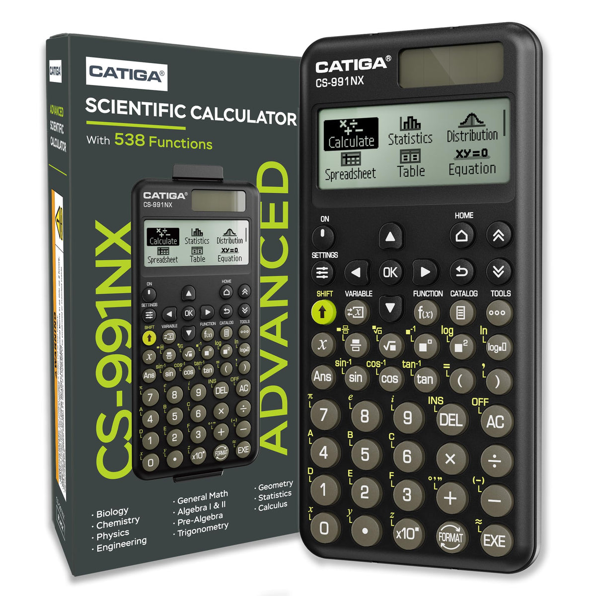 Calculadora Científica CATIGA HD Blanco con Visualización estilo Libro de Texto para Estudiantes e Ingeniería