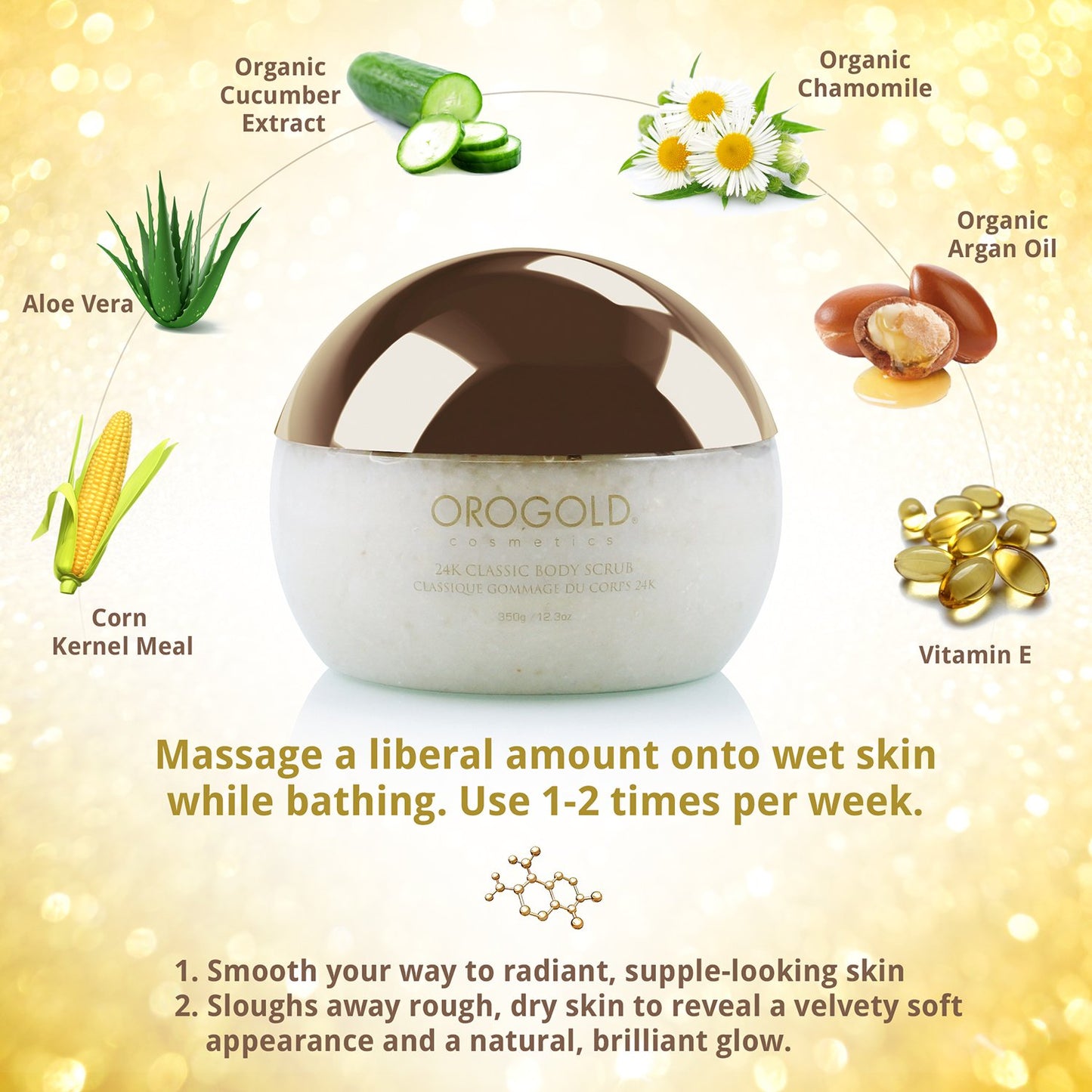 Exfoliante Corporal Clásico OROGOLD Cosmetics Blanco 24K