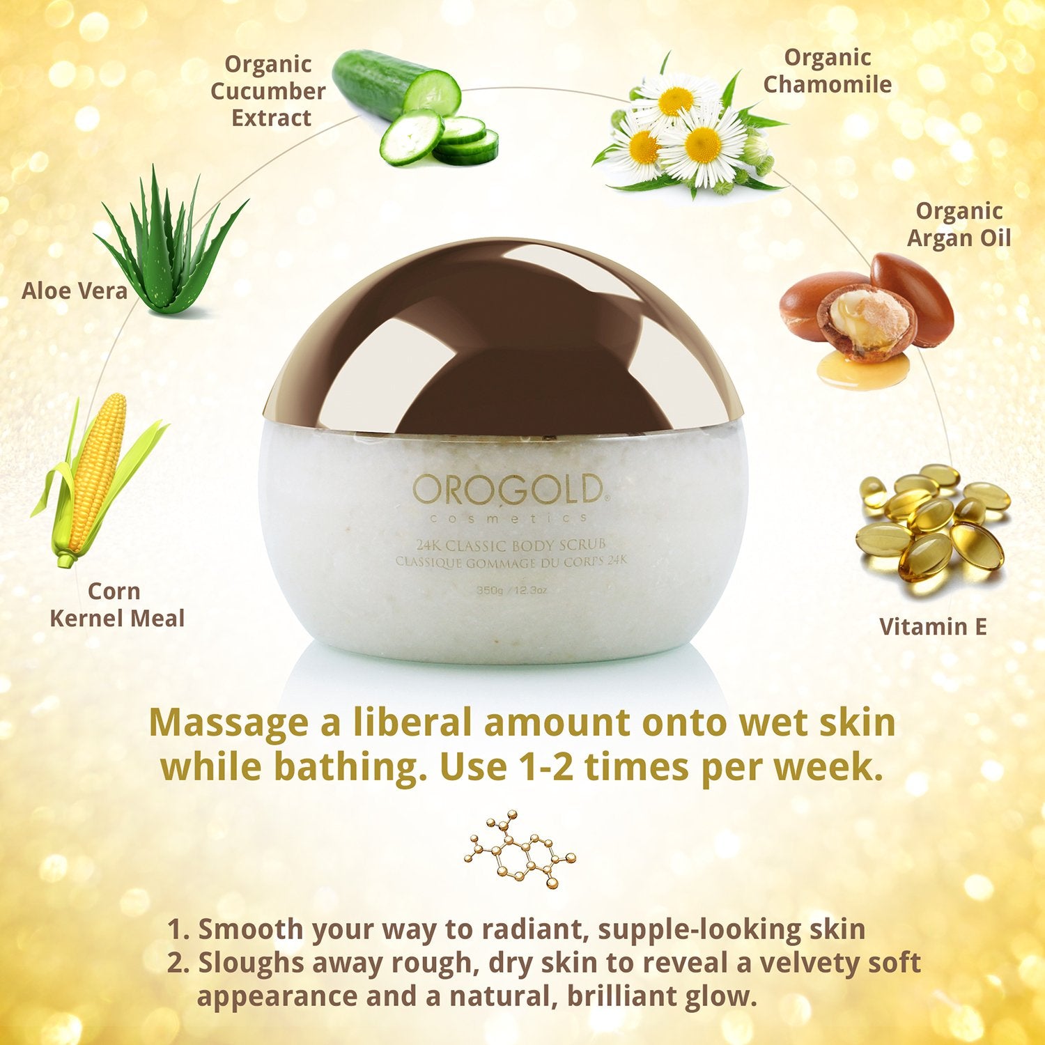 Exfoliante Corporal Clásico OROGOLD Cosmetics Blanco 24K