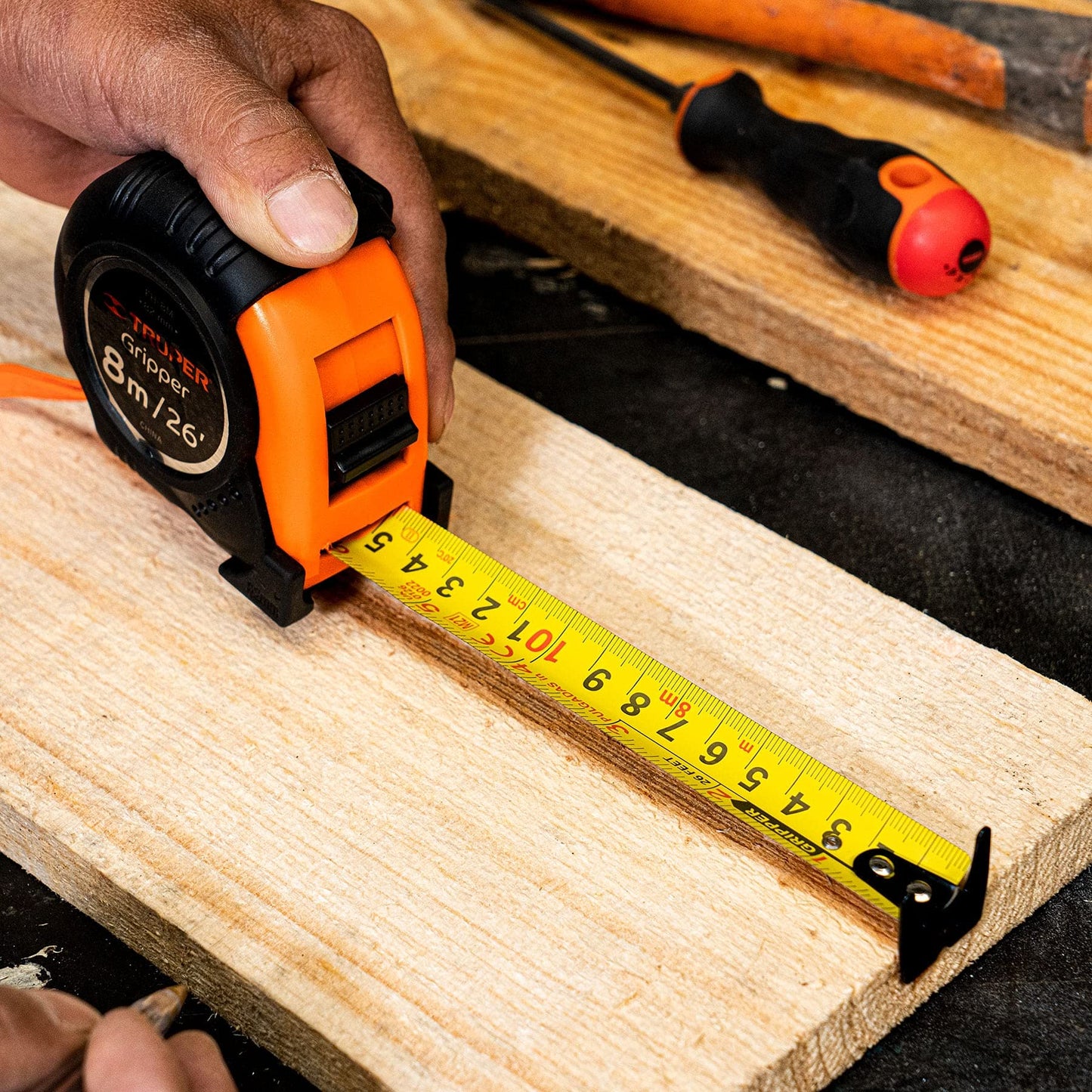 Flexómetro Truper Naranja contra Impacto 8 m Cinta 25 mm