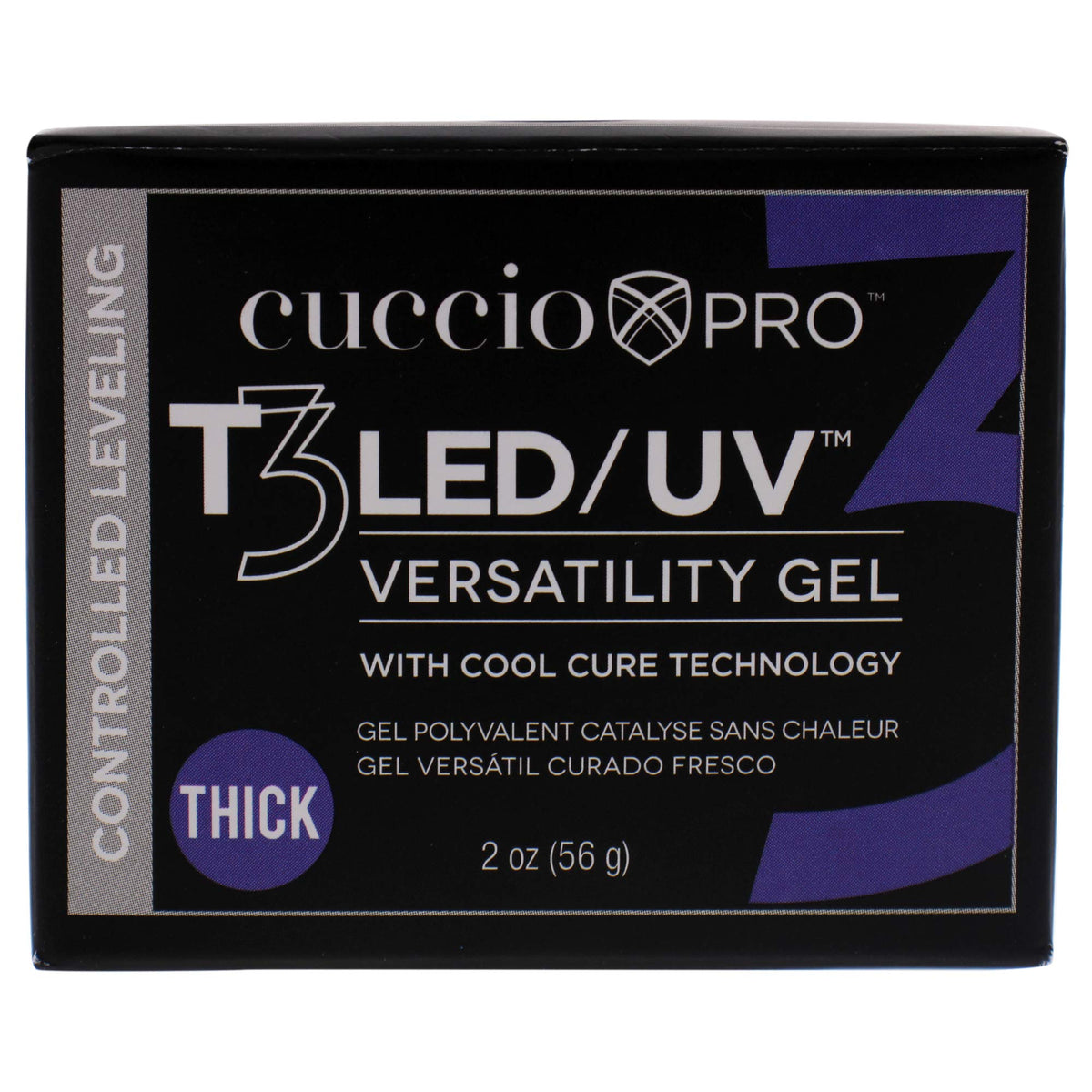 Cuccio Pro T3 LED/UV Cool Cure Versatility Gel - Controlled Levelling - Incredibly Flexible - Strong Adhesion - Thick Viscosity - Fast Application - Quick Cure - White - 56 G Nail Gel