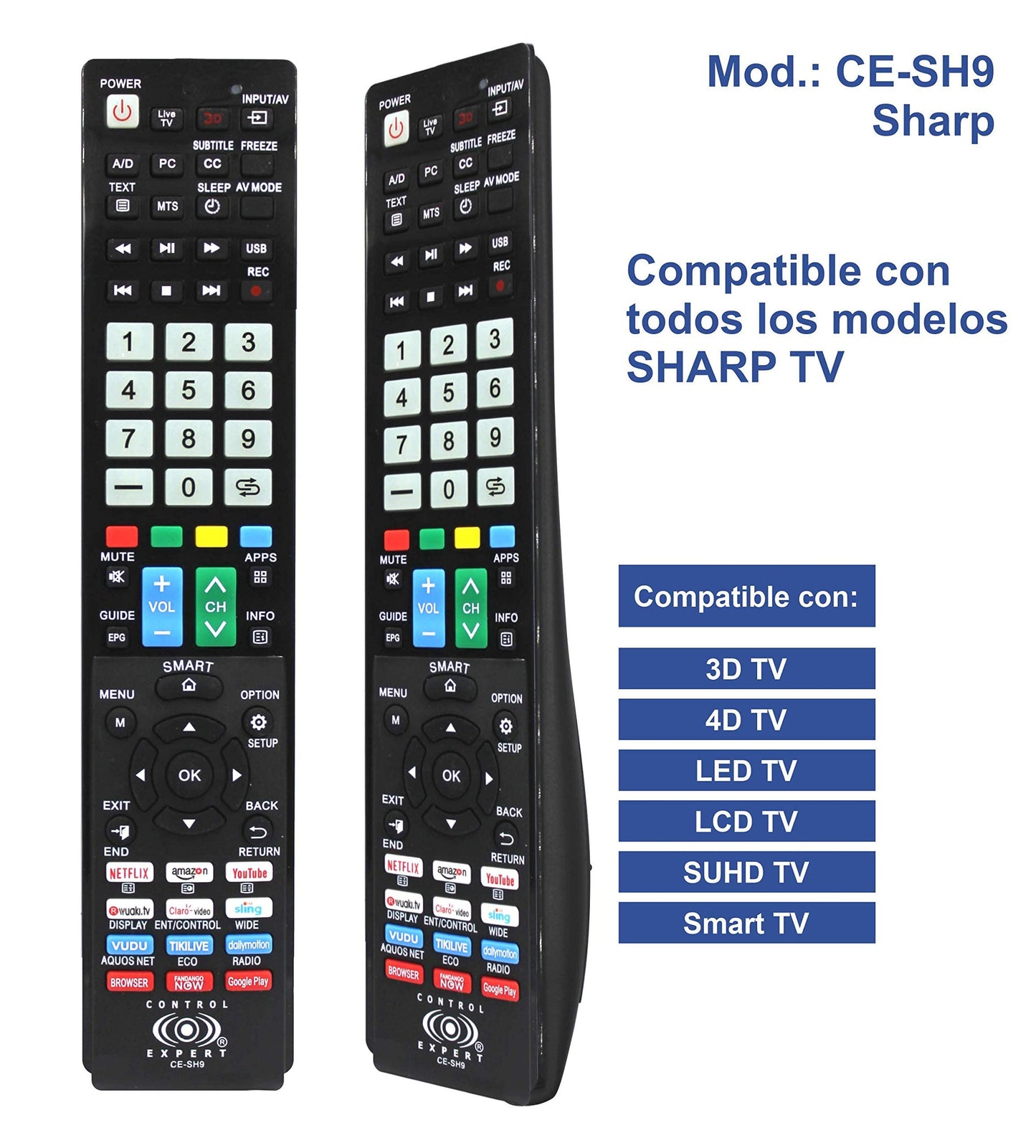 Control Remoto Universal para Pantallas Sharp/Smart TV/Led/Netflix/Youtube