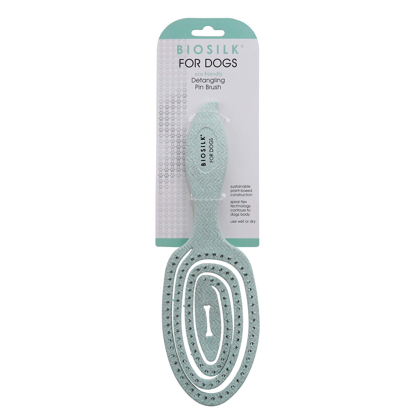 BioSilk Cepillo para mascotas ecológico para desenredar perros en verde menta | Fácil de sostener mango ergonómico cepillo para perros mojado o seco, azul claro (FF12806)