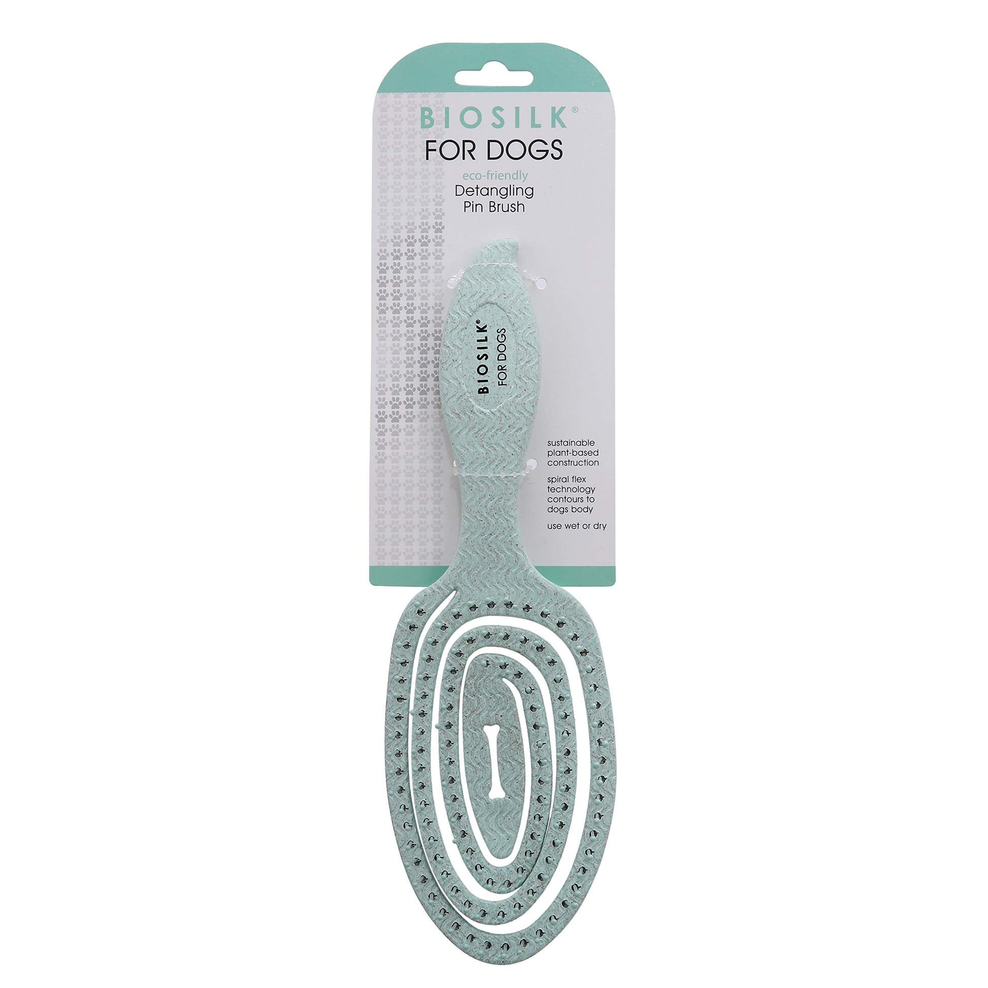 BioSilk Cepillo para mascotas ecológico para desenredar perros en verde menta | Fácil de sostener mango ergonómico cepillo para perros mojado o seco, azul claro (FF12806)