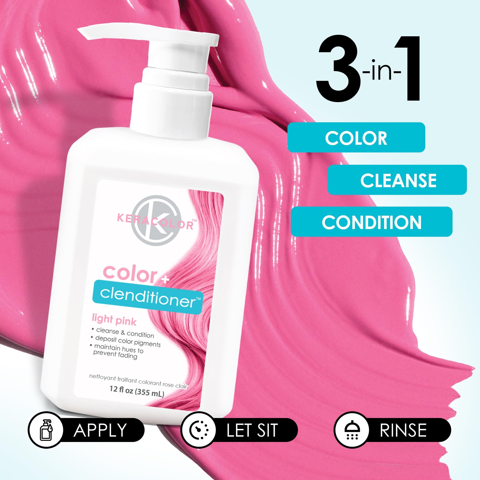 Acondicionador KERACOLOR rosa claro Plus 12 Onzas