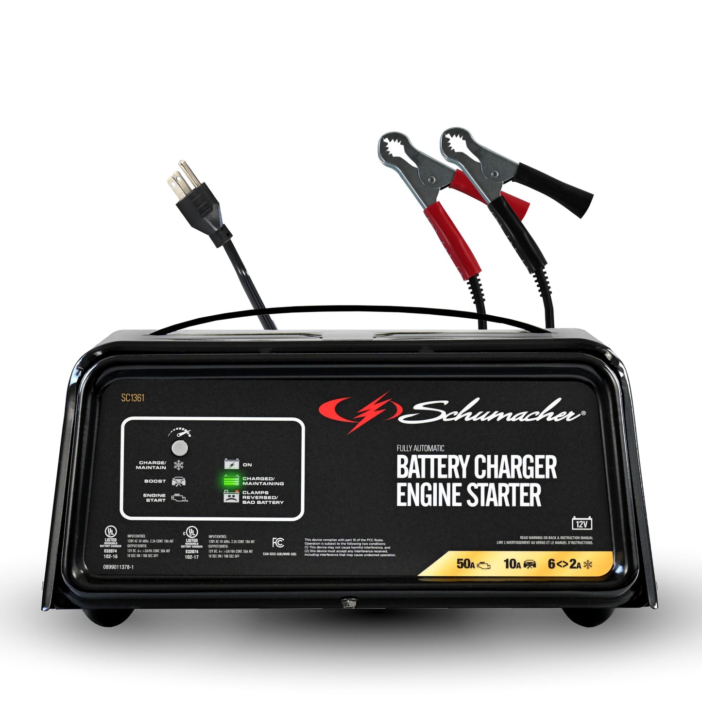 Schumacher SC1361 Cargador/Arrancador Automático 26,10 y 50 Amp 12 Volts., Multicolor